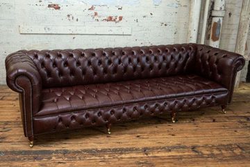 JVmoebel 4-Sitzer Chesterfield 4 Sitzers Klassische Luxus Sofa 100% Leder Sofort