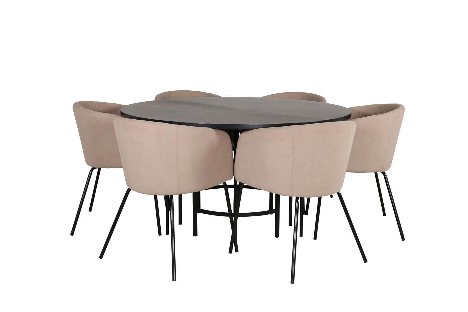 ebuy24 Essgruppe Copenhagen Essgruppe Esstisch braun und 6 Berit Es, (7-tlg)