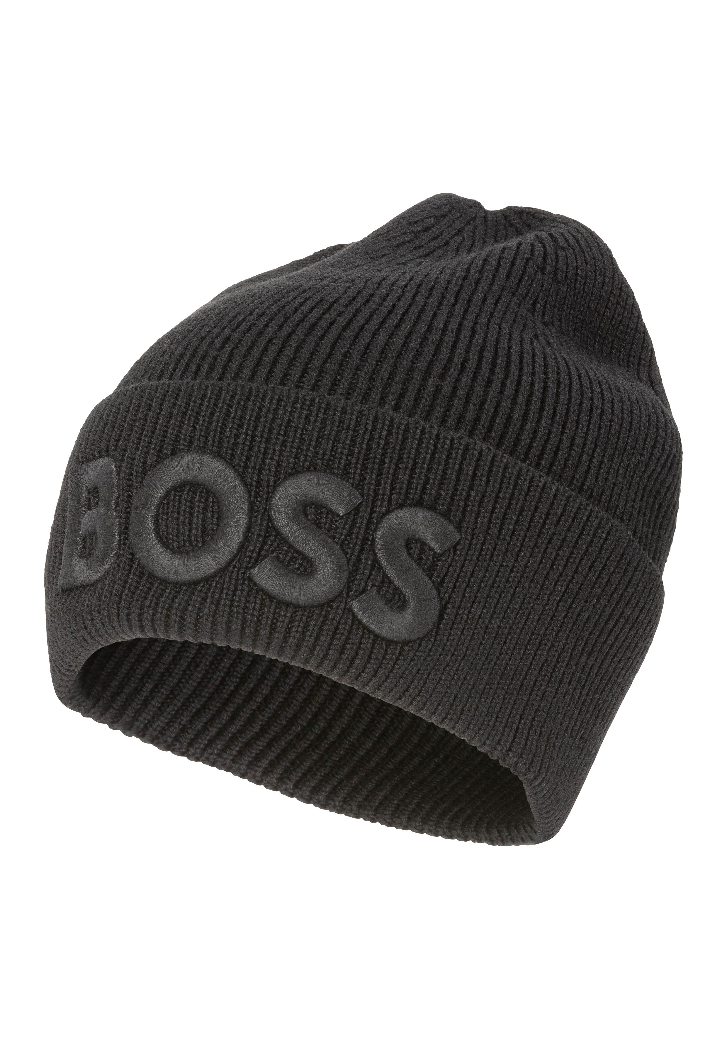 BOSS ORANGE Beanie Afox mit 3D Logostickerei, Woll-Mix, unisex