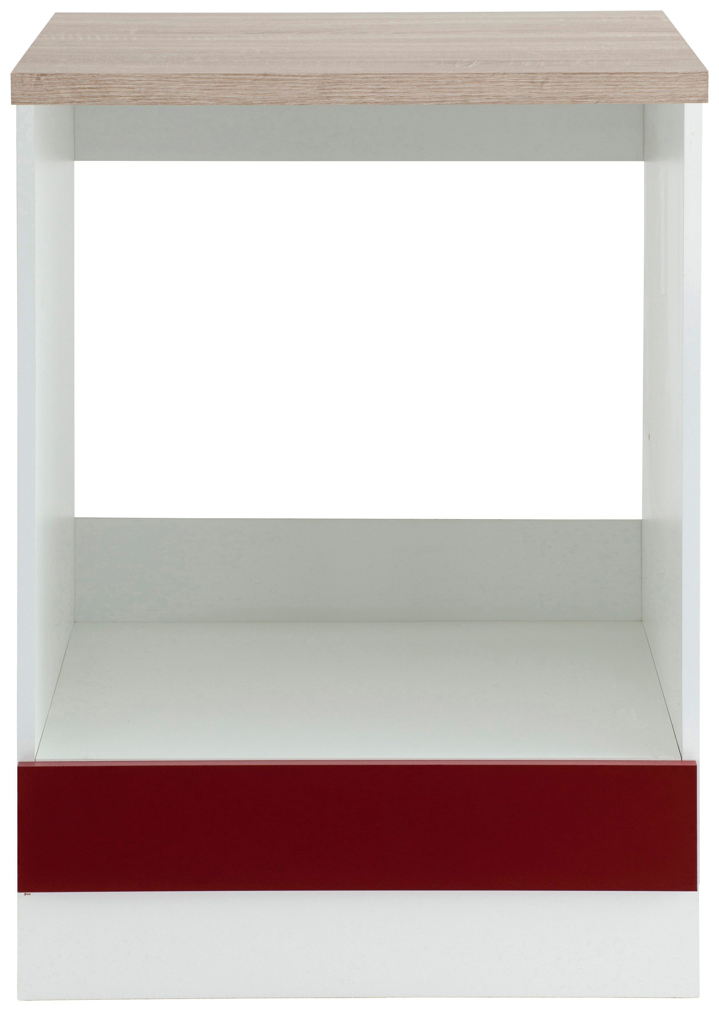 wiho Küchen Herdumbauschrank Flexi Höhe 82 cm Rot Glanz