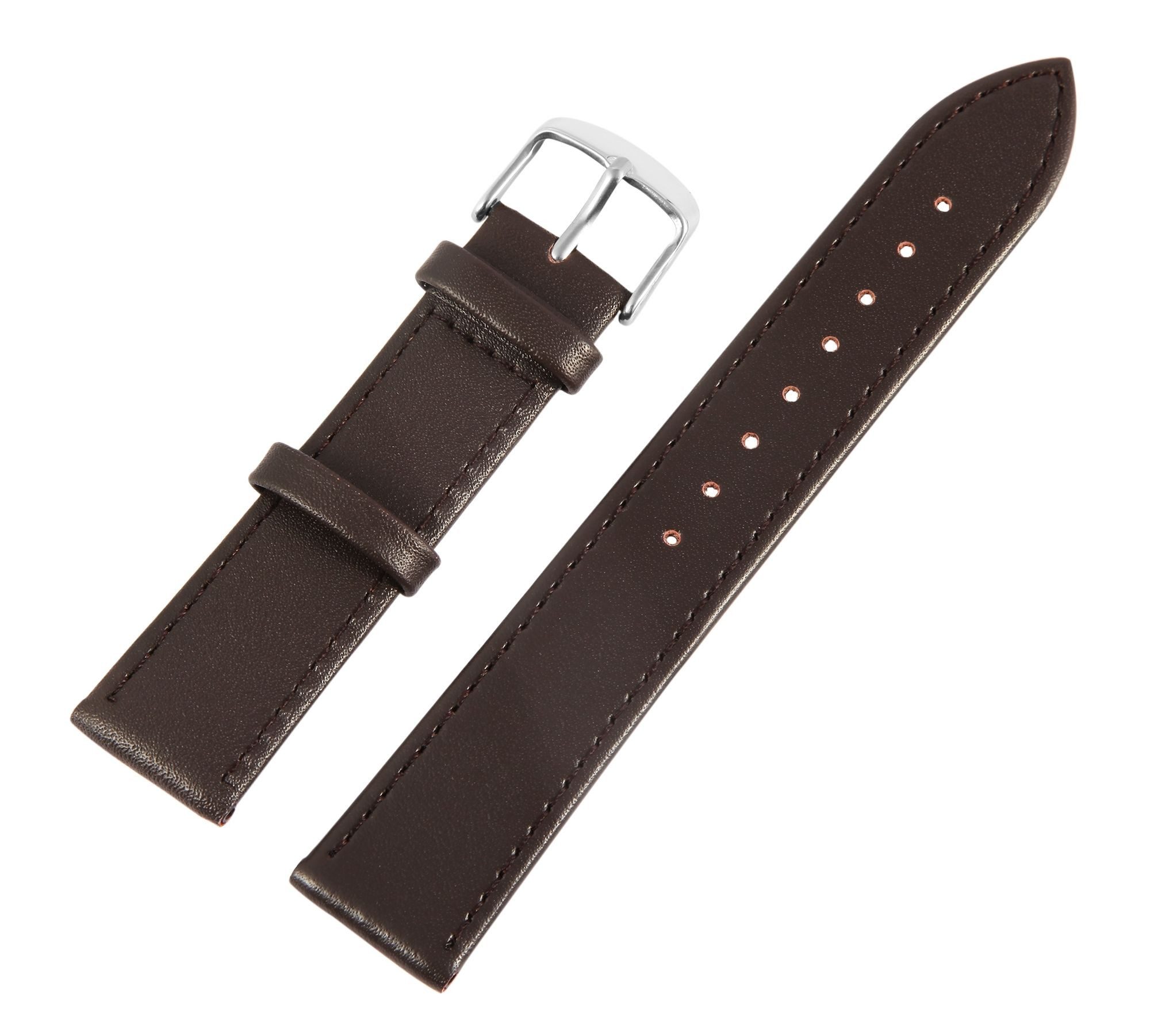 STEINMEISTER Uhrenarmband Ersatzarmband aus Echtleder - Dunkelbraun- genäht - 10 - 20 mm