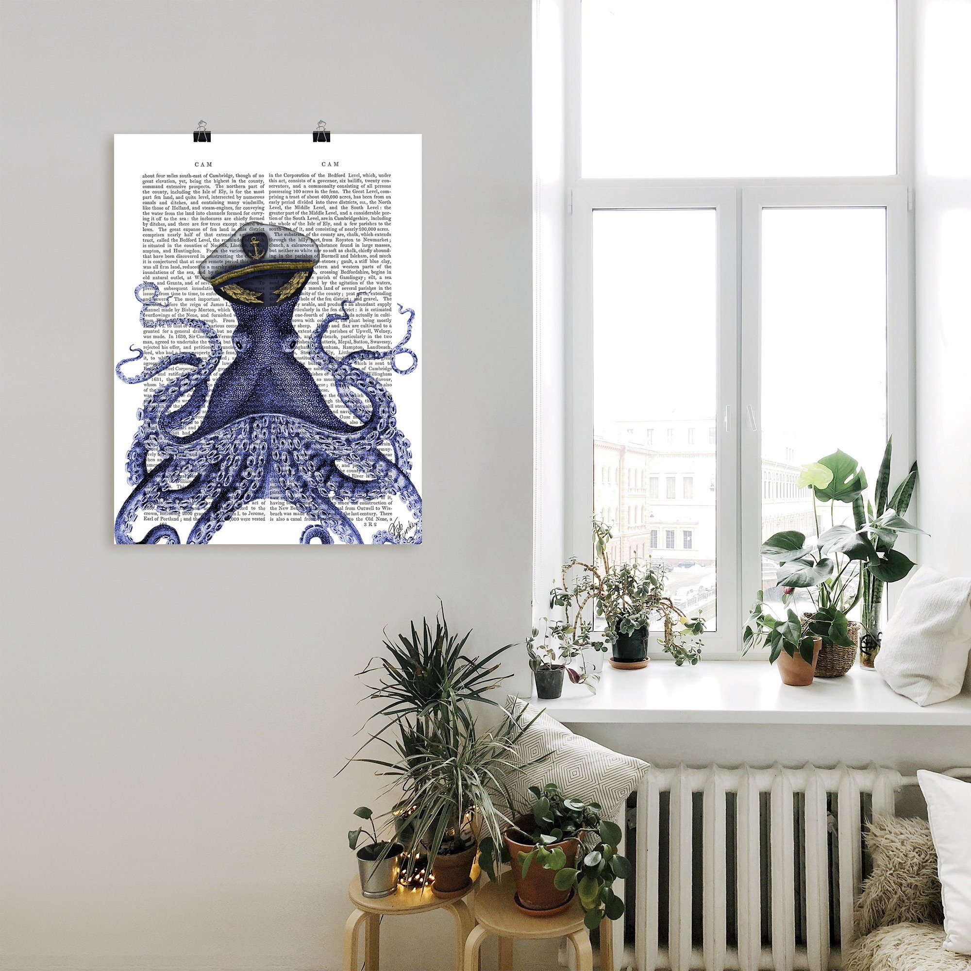 Poster Kapitän (1 Leinwandbild, St), als Artland oder Wandaufkleber Größen versch. Oktopus, Wassertiere in Wandbild Alubild,