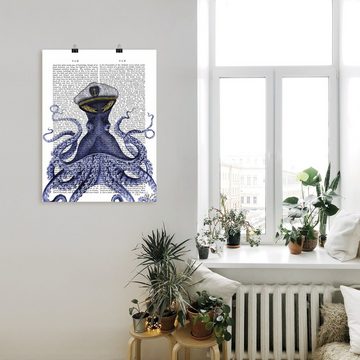 Artland Poster Kapitän Oktopus, Wassertiere (1 St), als Alubild, Leinwandbild, Wandaufkleber oder Poster in versch. Größen