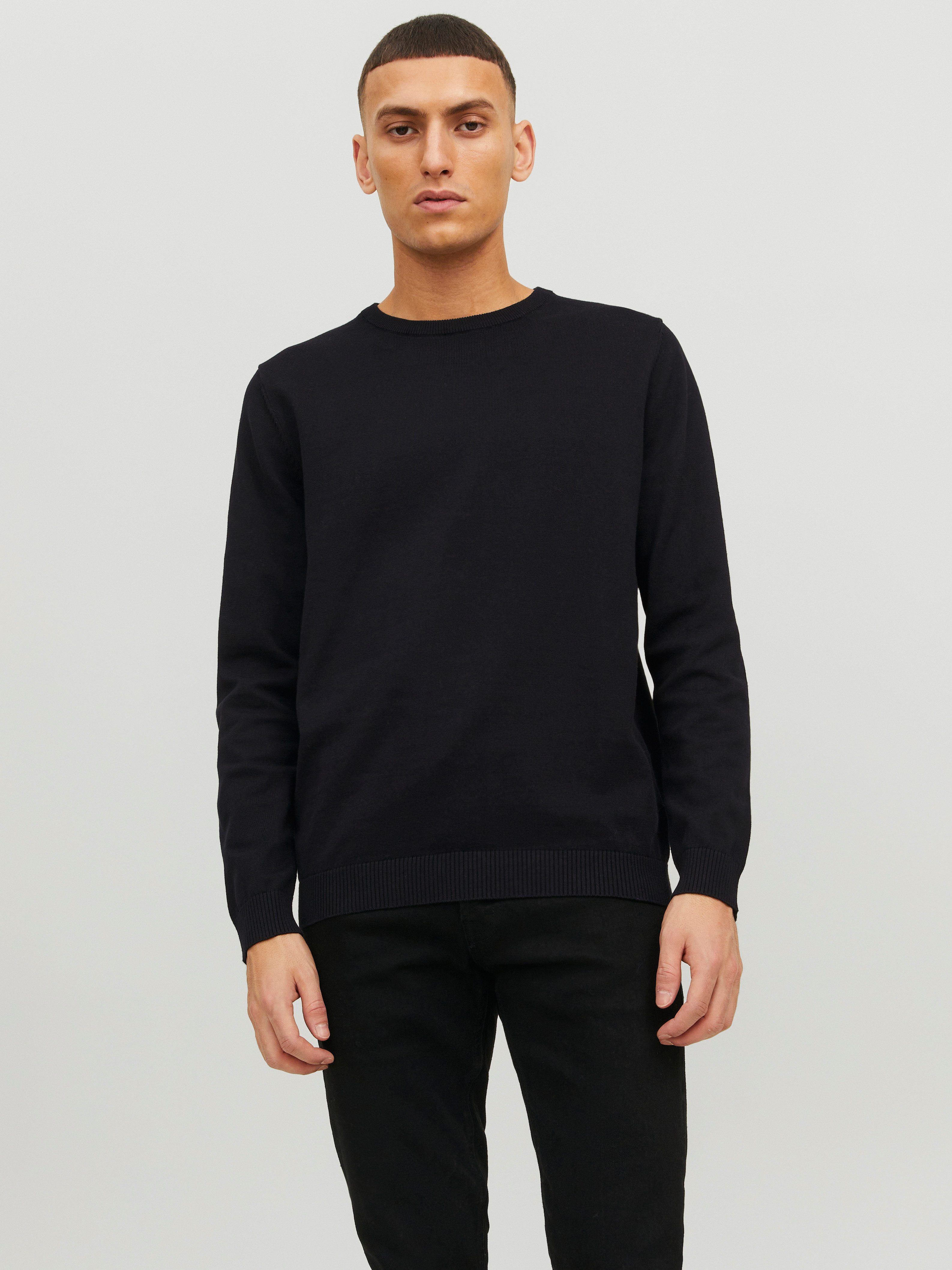 Jack & Jones Rundhalspullover JJEBASIC KNIT CREW NECK NOOS Baumwolle, regular fit