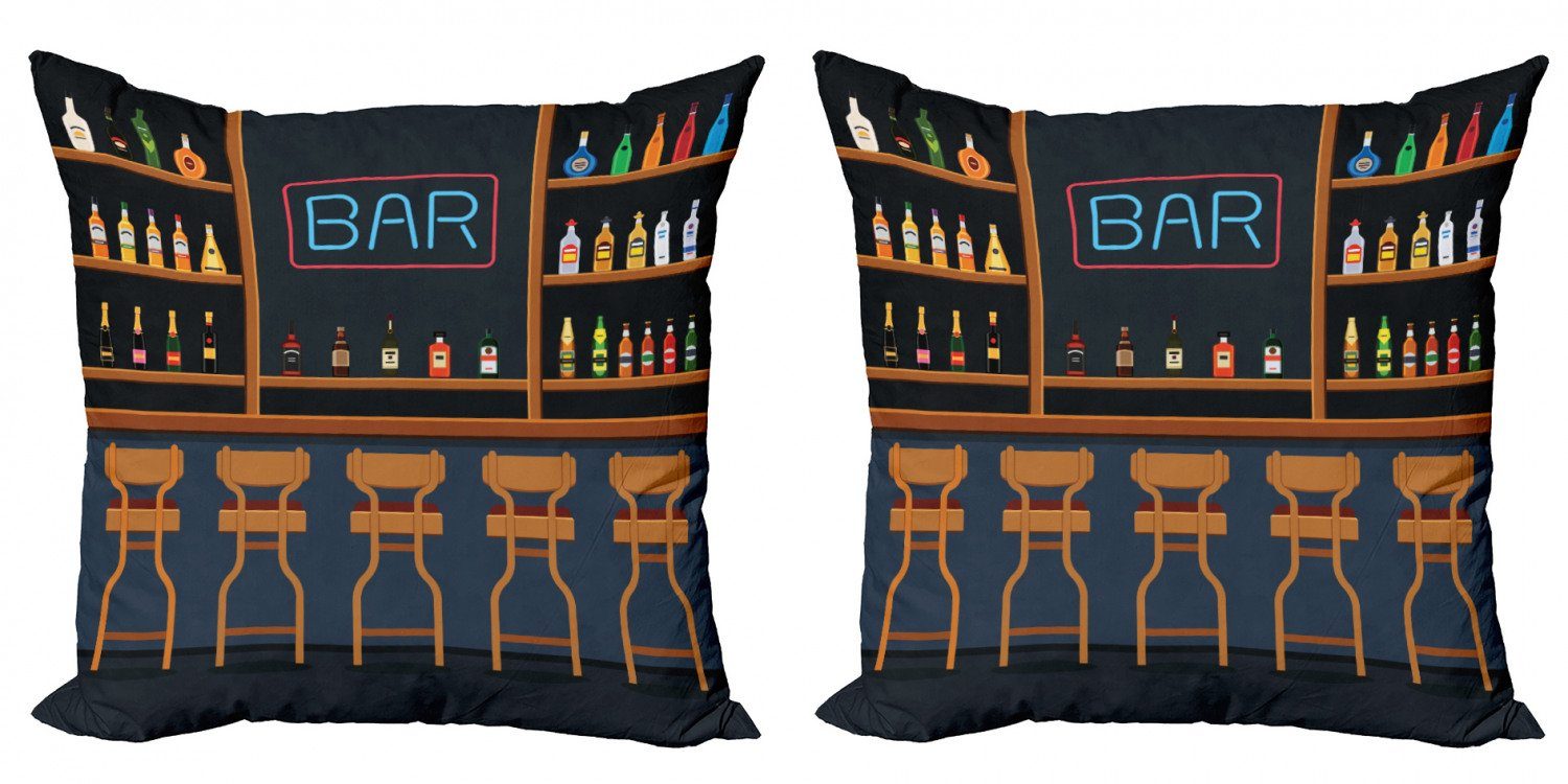 Kissenbezüge Modern Accent Doppelseitiger Digitaldruck, Abakuhaus (2 Stück), Bar Bar Stühle Cocktailflaschen