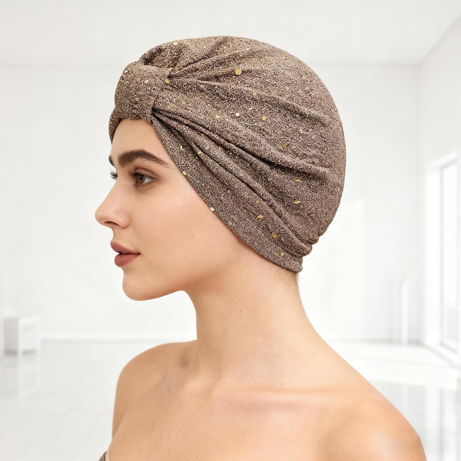 Zaewry Kopftuch Damen Paillettenkopftuch, Glitzer Vorbinde Kopftuch, Weiches Elastisches Kopftuch