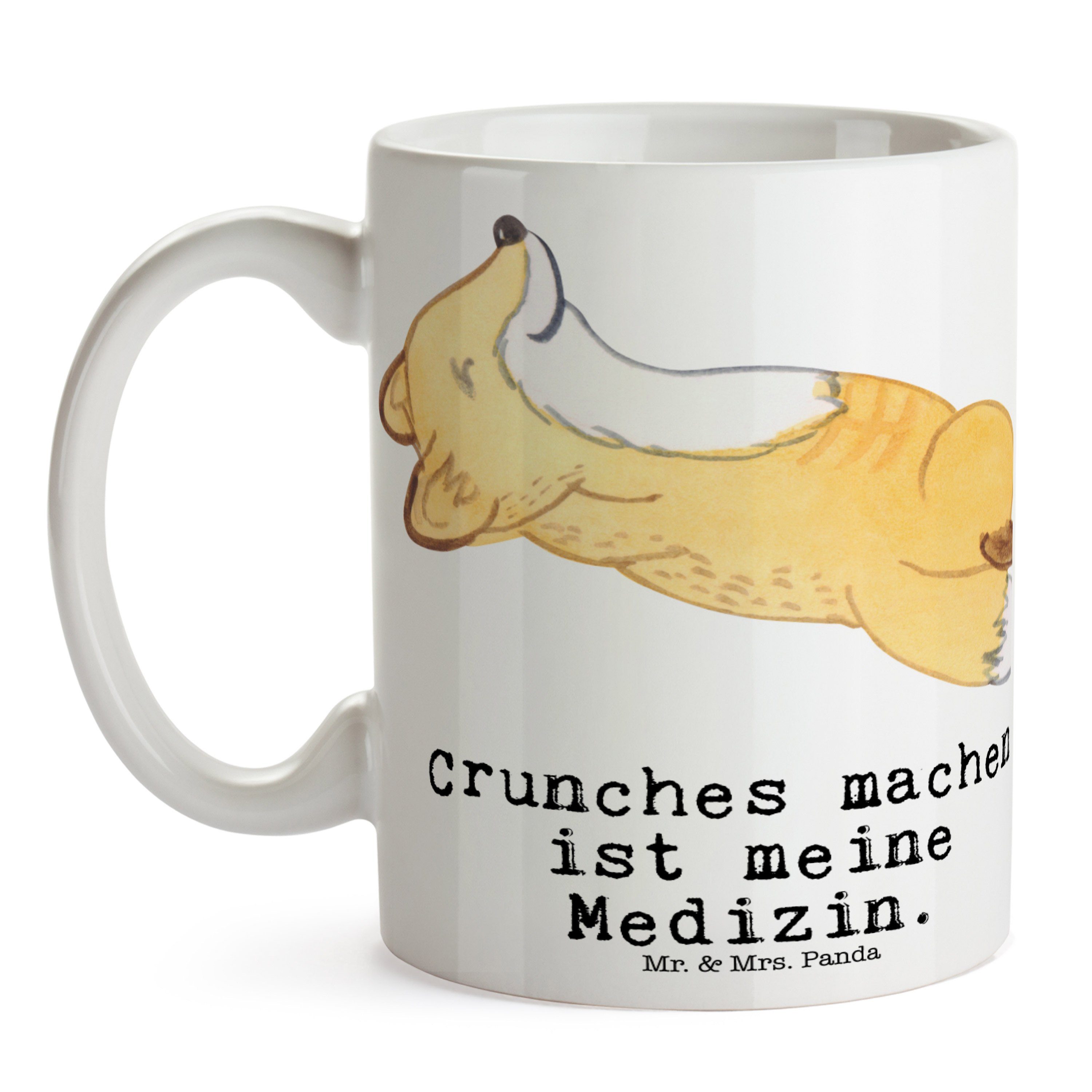 & Mr. - Fuchs Crunches Mrs. Panda Porzellantasse, Tasse Kaffeetasse, Weiß Medizin - Keramik Geschenk,