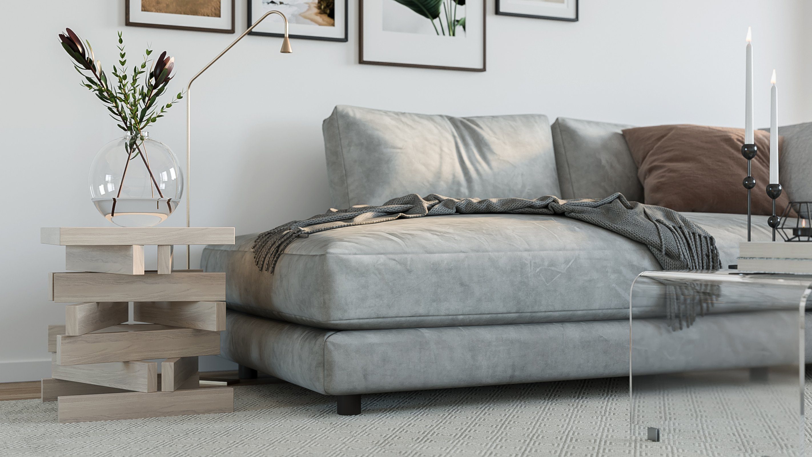 Woodek Design Nachttisch OSCAR, moderner Beistelltisch aus Massivholz (Couchtisch aus weißer Buche, 1-St., funktionaler und stilvoller Seitentisch), H 45 x B 40 x T 40 cm