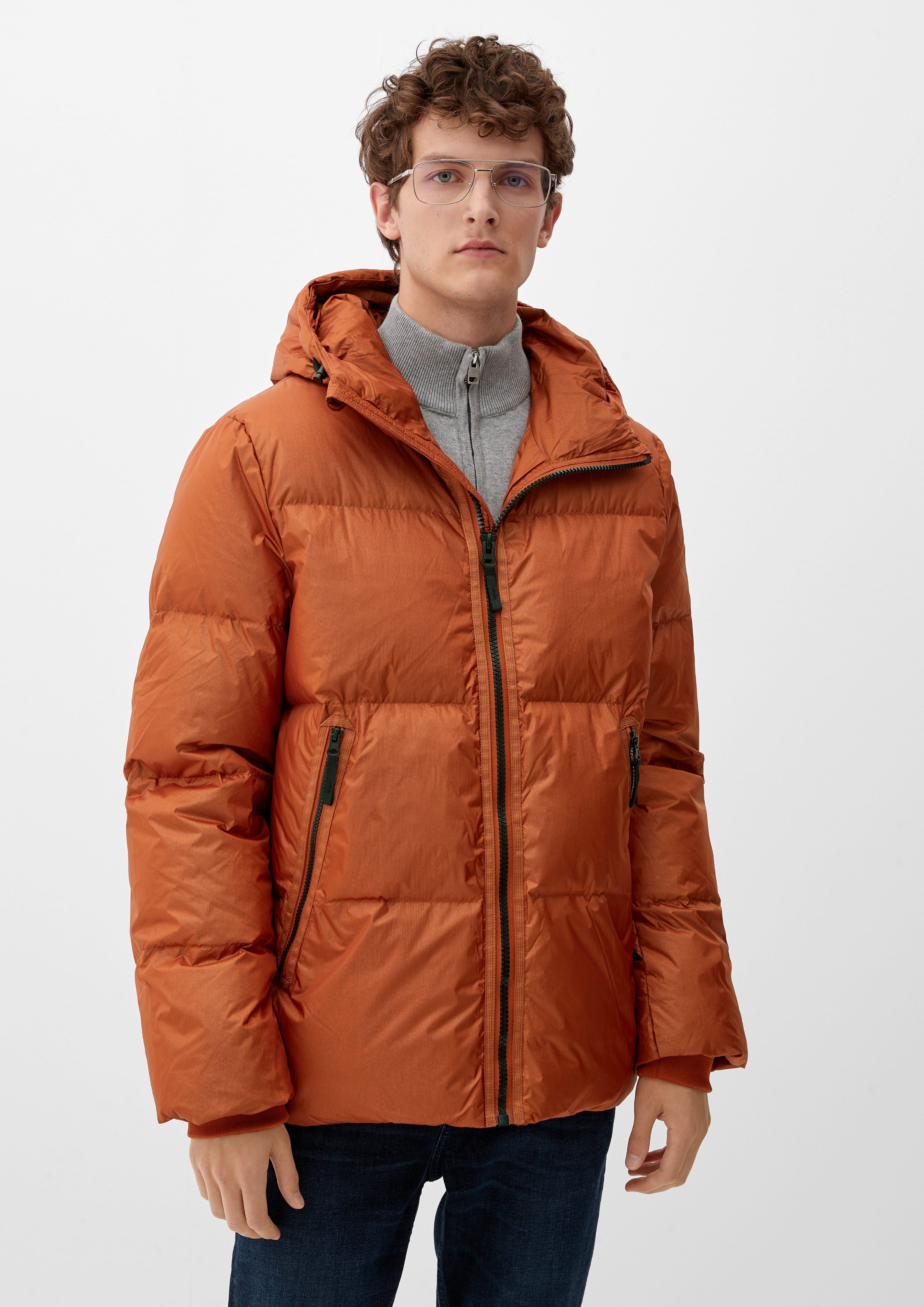 s.Oliver Outdoorjacke Steppjacke dark Kapuze orange mit