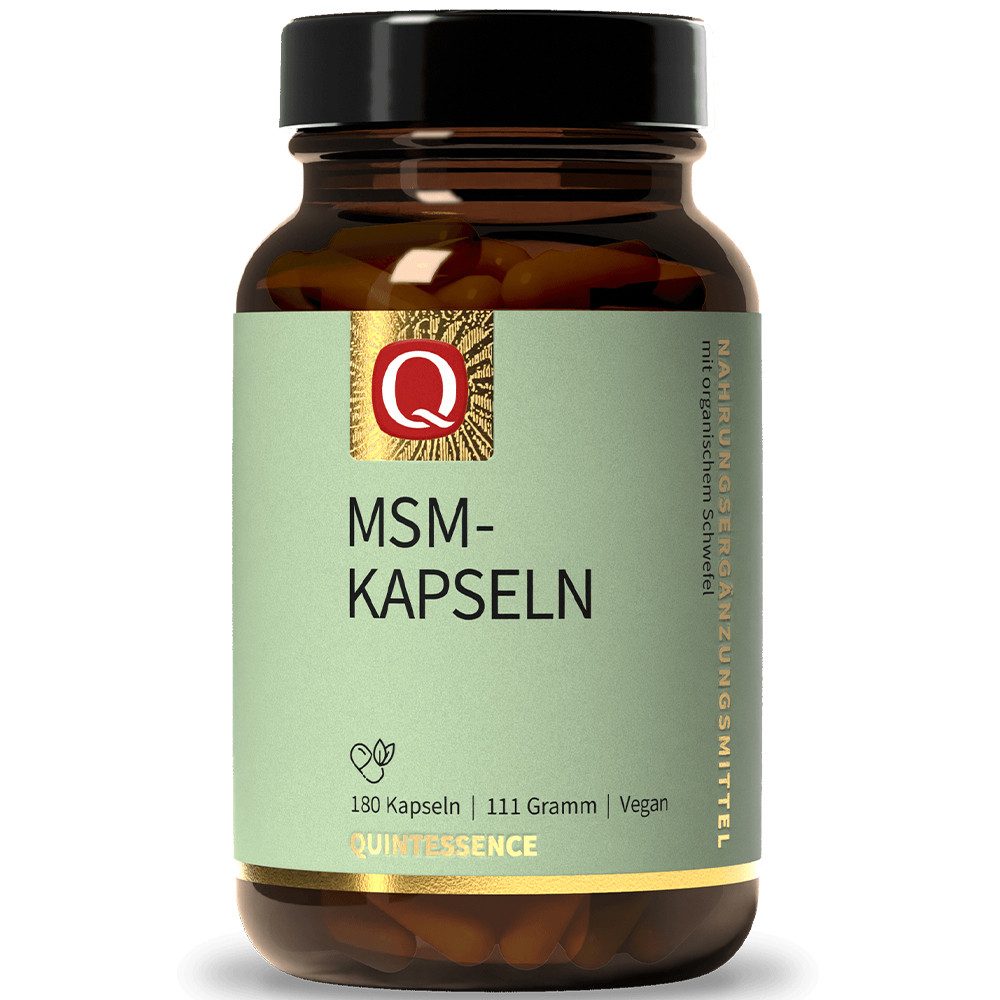 Quintessence MSM – Organischer Schwefel hochrein ohne Zusatzstoffe - 180 Kapseln, 111 g, Hochwertige Premiumqualität - vegan - ohne Magnesiumstearat