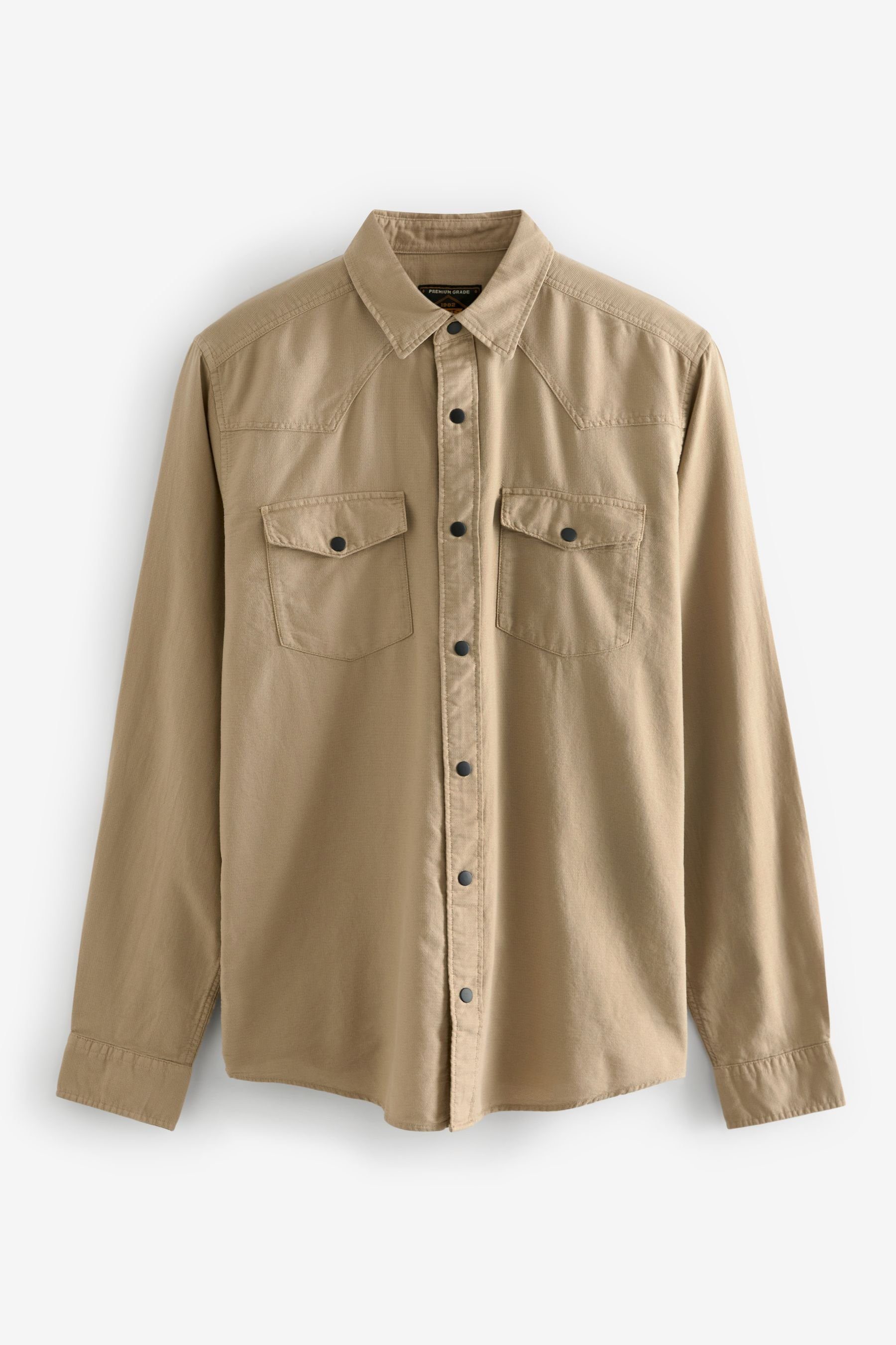 Next Langarmhemd Strukturiertes Langarmhemd mit Zwillingstasche (1-tlg)