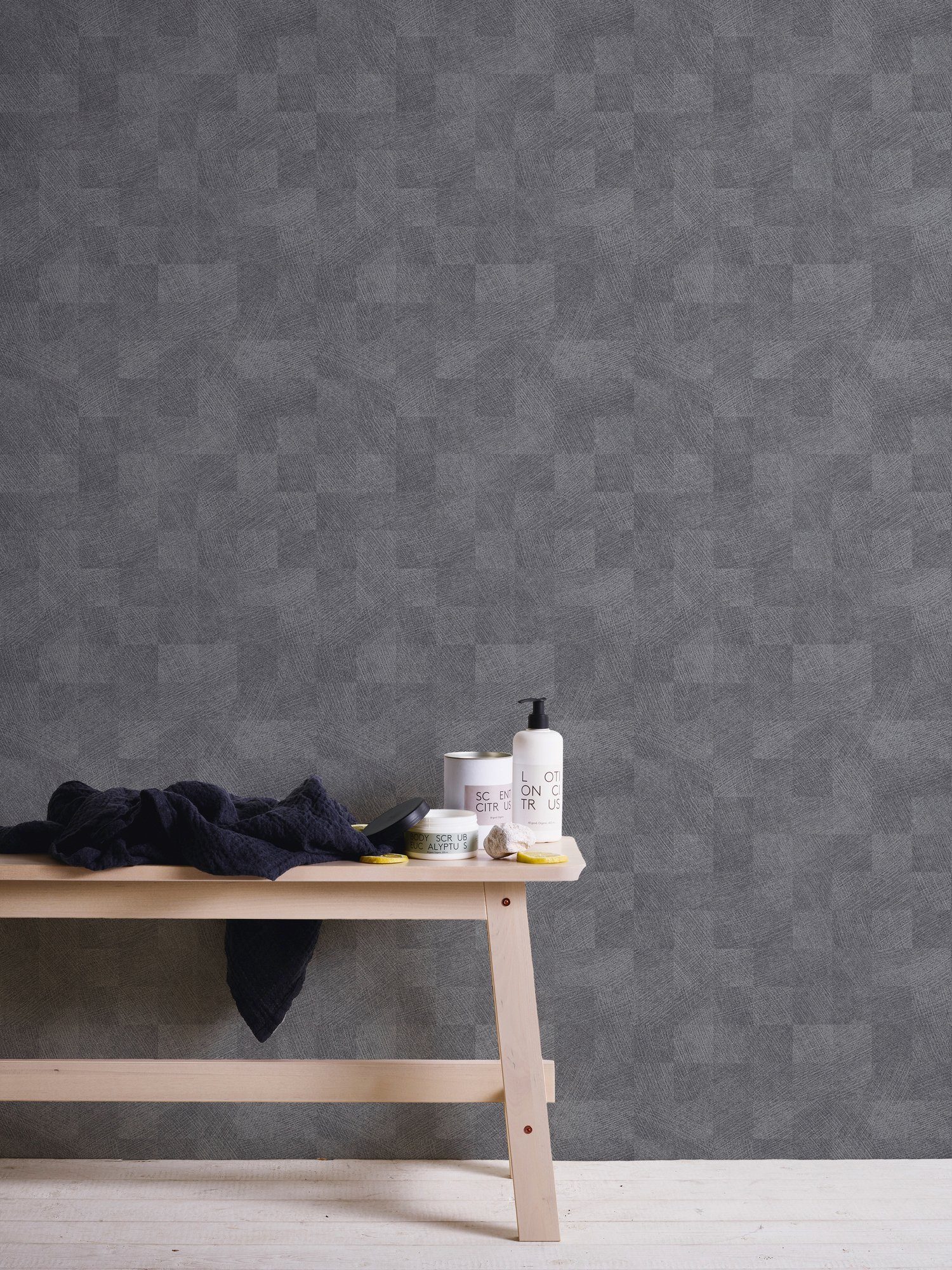 Design Titanium, Vliestapete geometrisch, living Tapete dunkelgrau walls strukturiert, Moderne