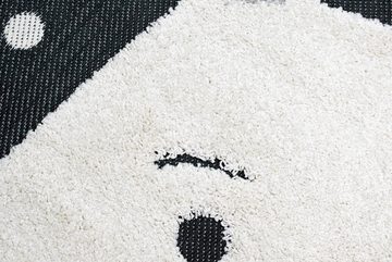 Kinderteppich Lächelnder Eisbärkopf Kinderzimmer Teppich weiche Baby Spielmatte Hoch Tief Effekt schwarz creme grau, Carpetia, rund, Höhe: 20 mm
