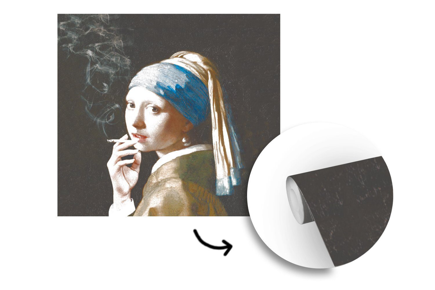 MuchoWow Fototapete Das - (5 für Wandtapete dem Tapete Vermeer St), oder Rauchen, Wohnzimmer - Perlenohrring Matt, bedruckt, Vinyl mit Schlafzimmer, Mädchen