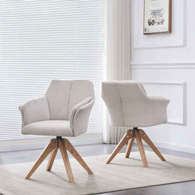 B&D home Armlehnstuhl Esszimmerstuhl DAISY (1 St), drehbarer Polsterstuhl, Bezug aus Webstoff, Holzbeine aus Eiche