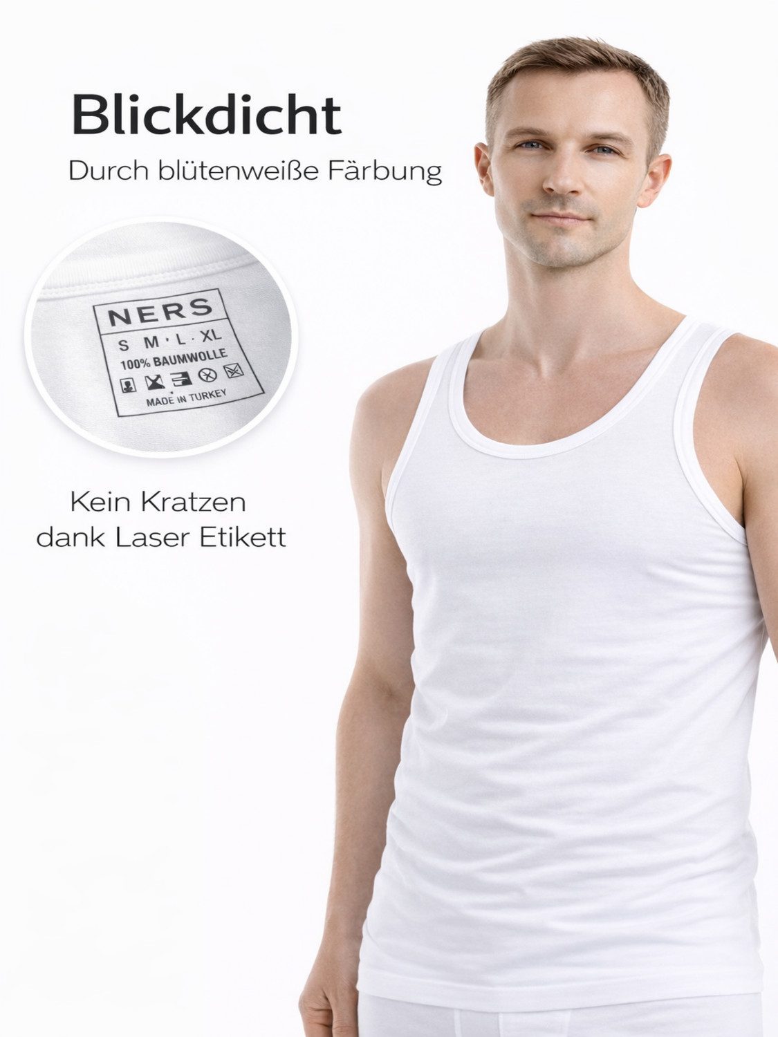 NERS Unterhemd (4er Pack) 100% Baumwolle für Herren Feinripp Tank Top, in Geschenkbox (4-St., 4er-Pack) Premium Qualität Unterhemden, atmungsaktiv & hautfreundlich