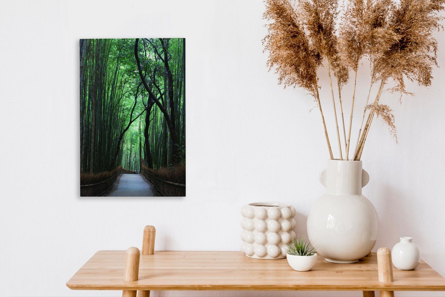 bespannt Leinwandbild inkl. 20x30 Japan, Bambus St), Leinwandbild (1 Zackenaufhänger, fertig cm Gemälde, OneMillionCanvasses® grob