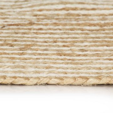 Teppich Handgefertigt Jute mit Spiralen-Design Weiß 90 cm, furnicato, Runde