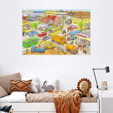 Posterlounge Wandfolie Stefan Seidel, Auto-Wimmelbild Stadt, Jungenzimmer Illustration