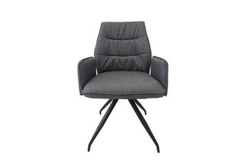 byLIVING Armlehnstuhl PEG (2er-Set, Webstoffbezug in grau, Metallgestell in schwarz), Hoher Komfort durch hochwertiger Polsterung