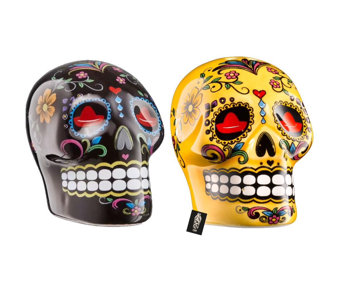 Sierra Tequila Gläser-Set Sierra Tequila 2er-Set Salz / Zimtstreuer Skull Schwarz & Gelb