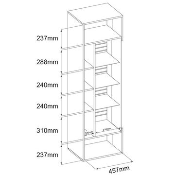 Lomadox Vitrine FALLON-55 Vitrinenschrank, weiß mit Eiche