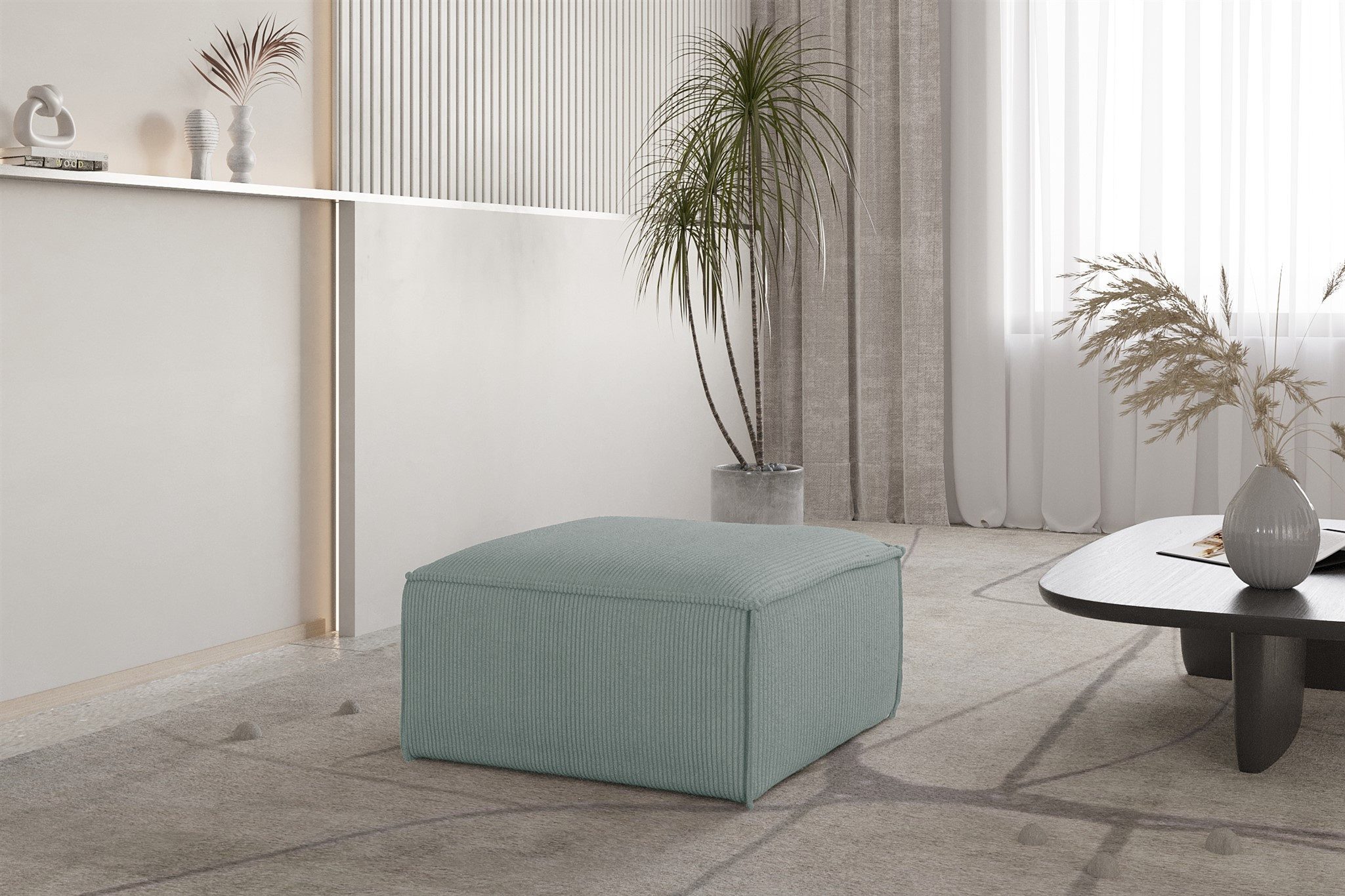 Fun Möbel Polsterhocker Designerhocker CELES PREMIUM in Stoff Scala (85x85x40 cm oder 65x65x40 cm), in 2 Größen