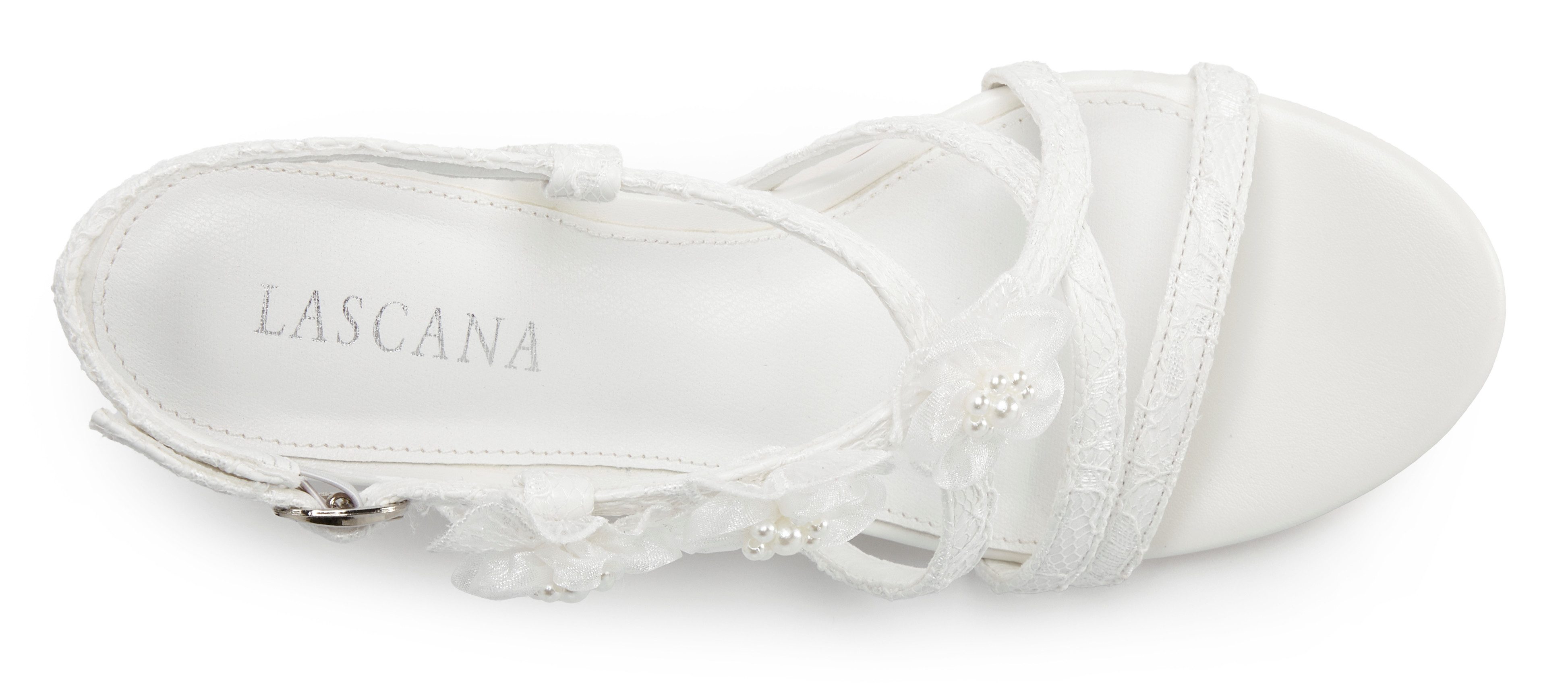 LASCANA Riemchenschuh mit Absatz, High-Heel-Sandalette romantische Sandalette, Sommerschuh