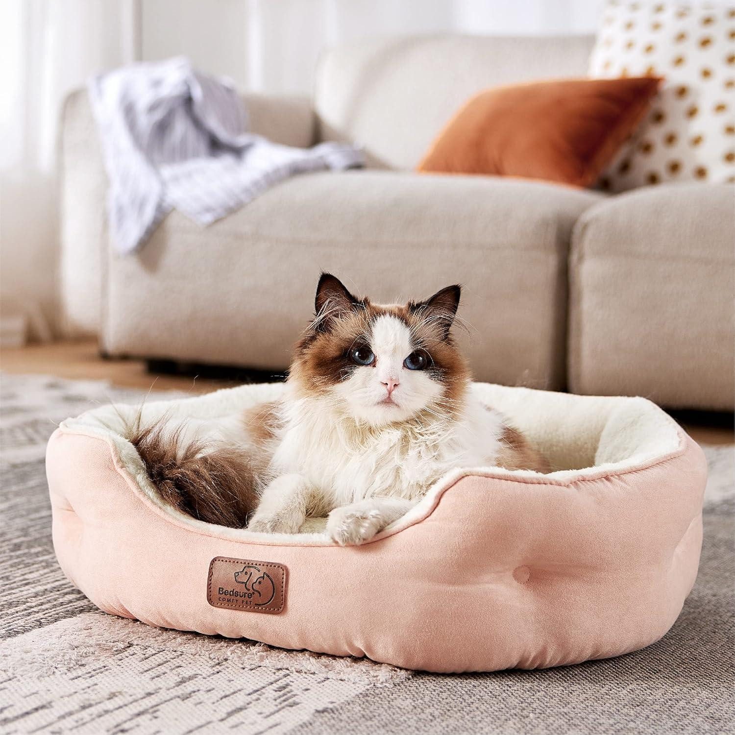 LuxusKollektion Katzenliege Katzenbett waschbar Innenkissen 51x48x15cm Rosa L 51 x B 48 x H 15 cm