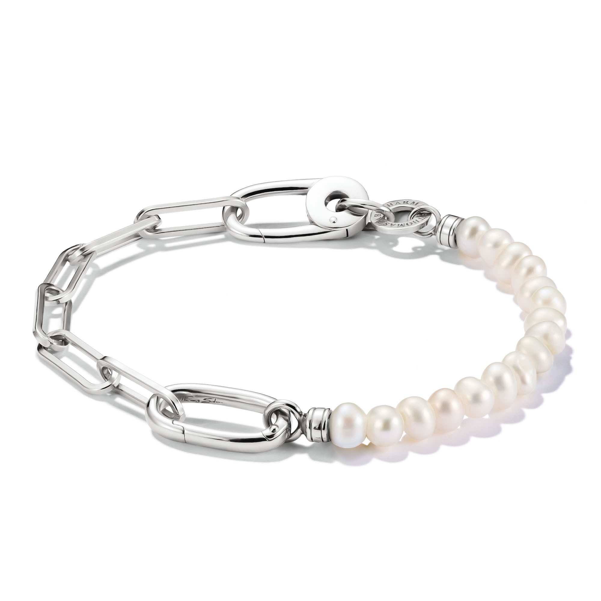 THOMAS SABO Charm-Armband Charm Club Connect: Perlen und Paperclip mit einem Connect Link, mit Süßwasserzuchtperle