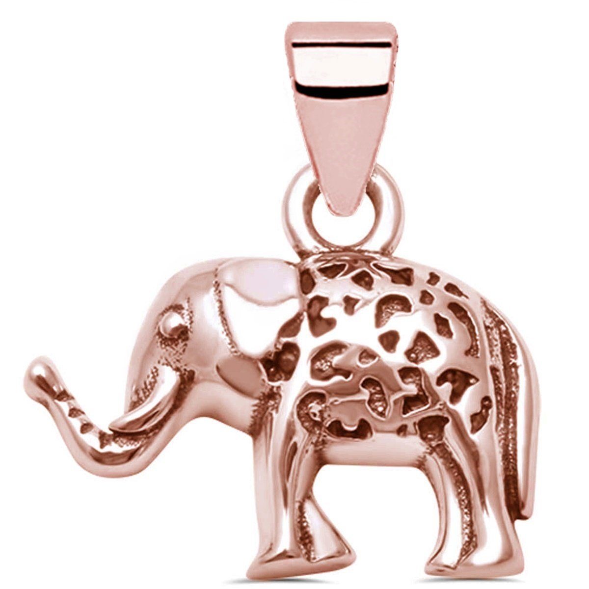 Damen Schmuck Goldene Hufeisen Kettenanhänger Elefant Anhänger aus 925 Sterling Silber in Rosegold (inkl. Etui), Rose Vergoldet