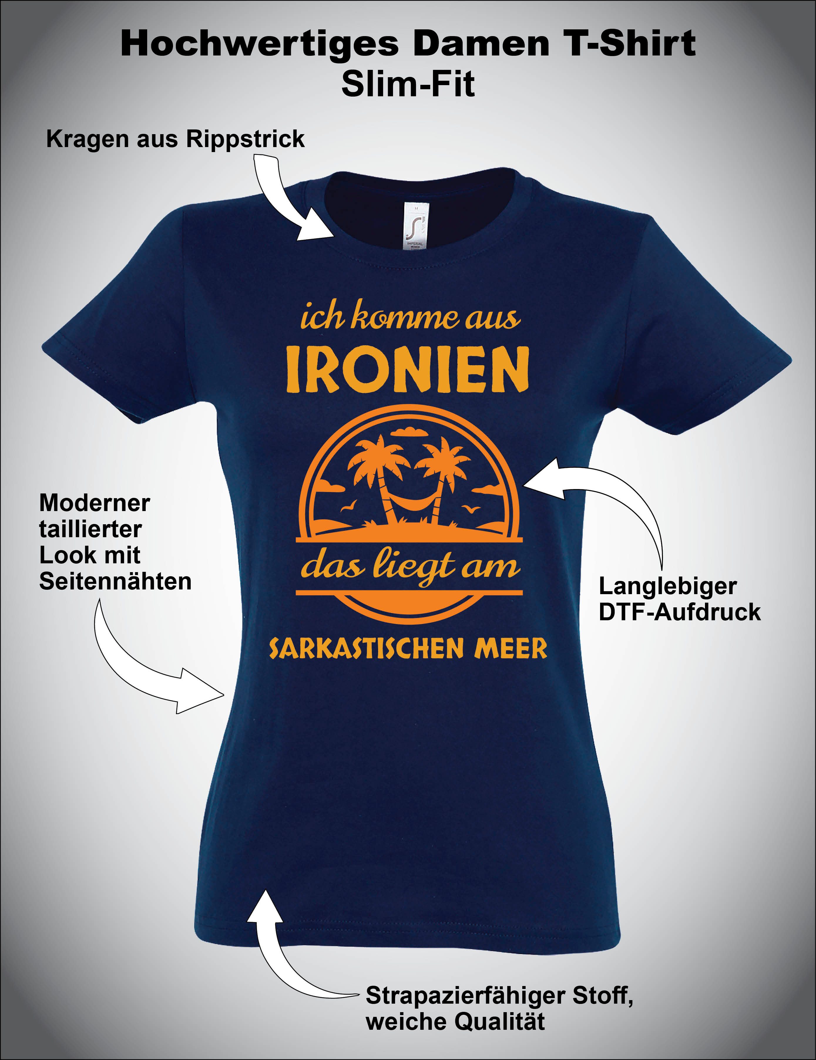 Youth Designz Print-Shirt "Ironien" Damen T-Shirt witziger Spruch Geschenk Motiv Statement mit lustigen Aufdruck für Frauen