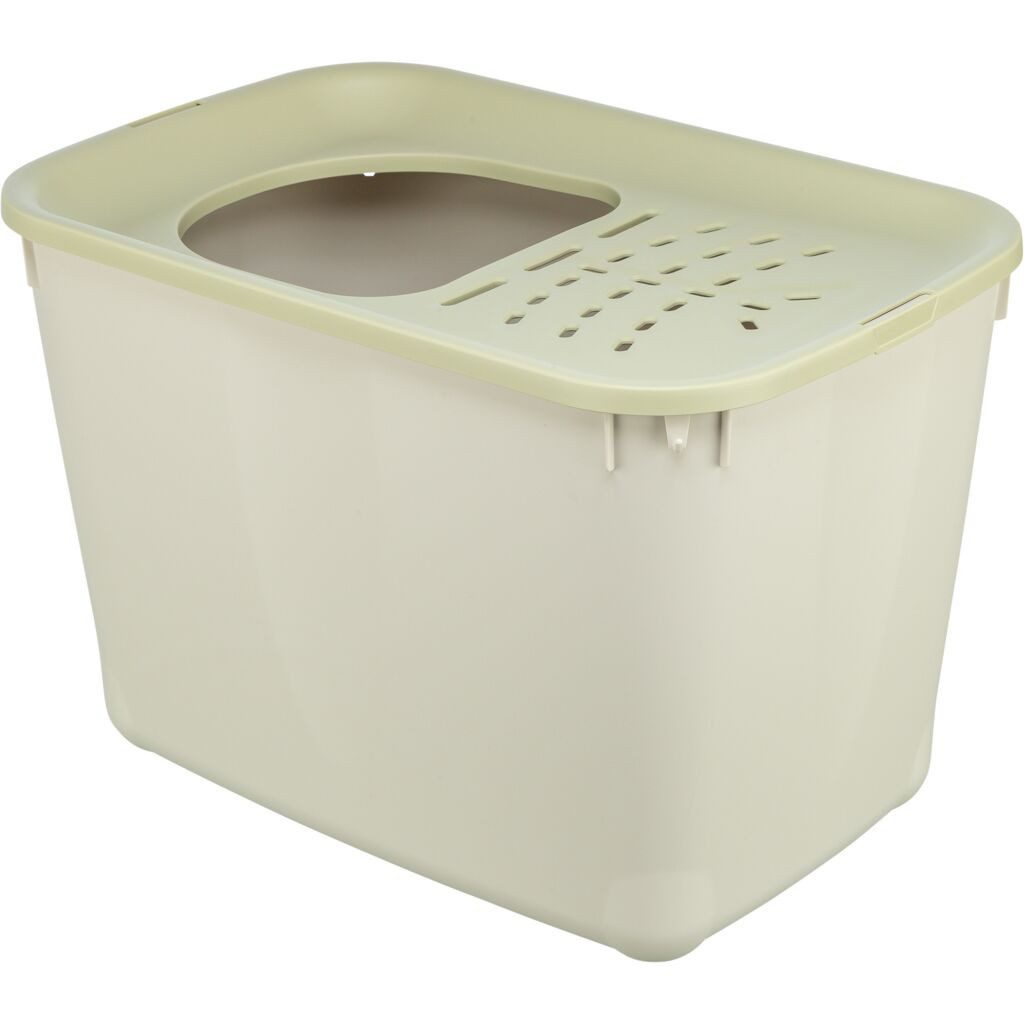 TRIXIE Katzentoilette Katzentoilette Hop-In mit Einstieg von oben und hohem Rand - grau/grü