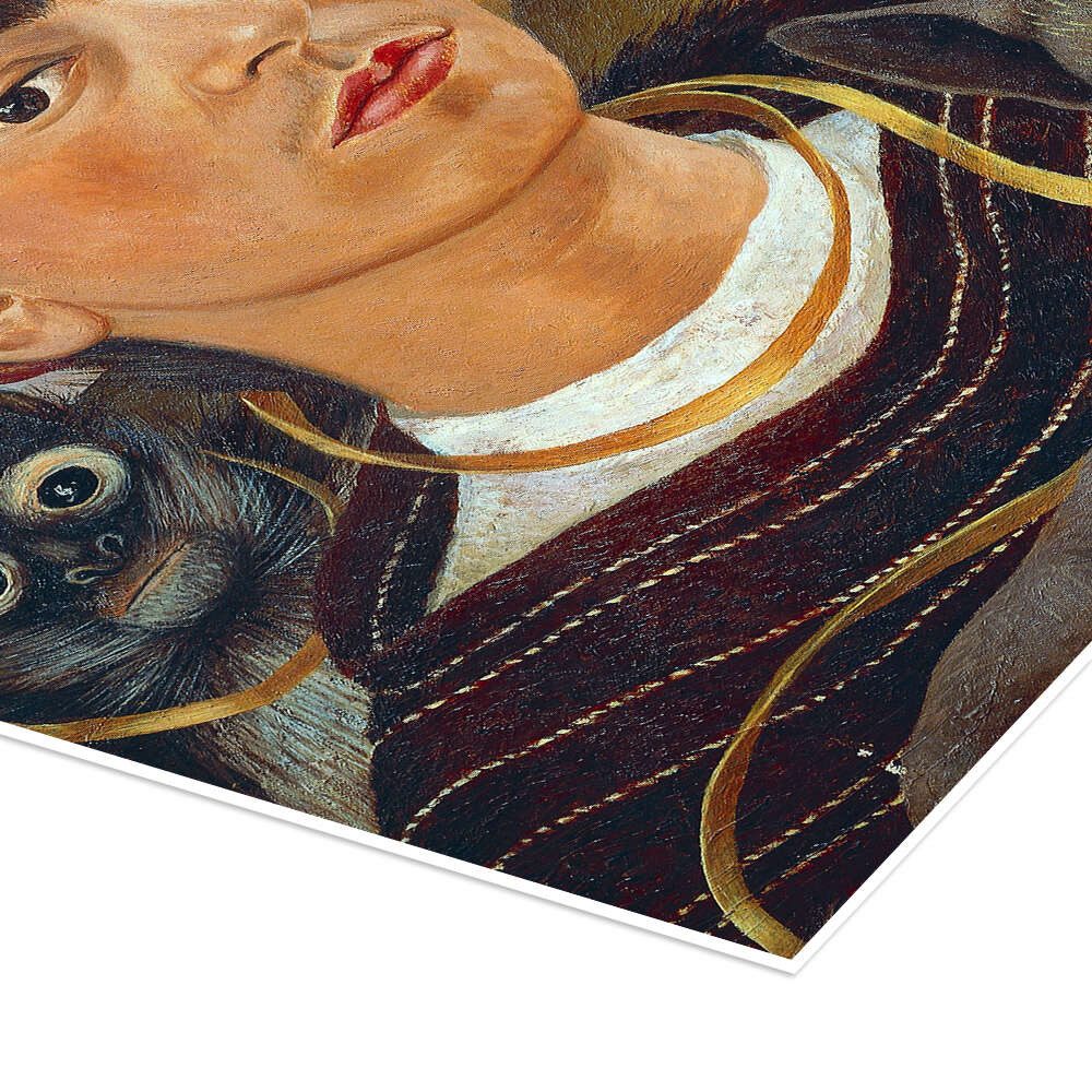 Posterlounge Wandbild Selbstbildnis mit Äffchen, 1945 II, Frida Kahlo, erhältlich als Poster, Leinwandbild, Wandsticker oder Acrylglasbild