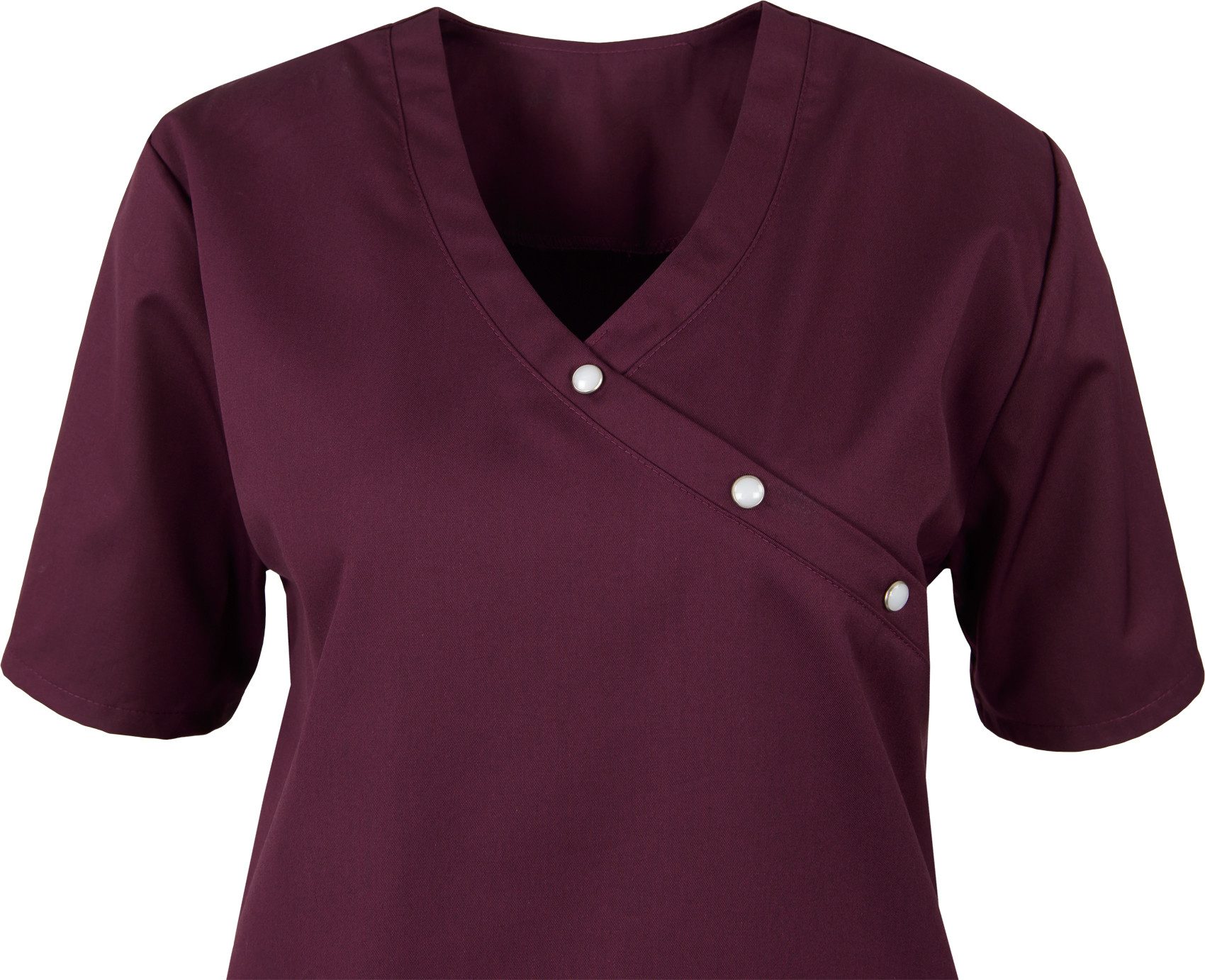 BEB Schlupfbluse beb MEDIZIN/PFLEGE Damen KASACK Kurzarm V-Neck Baumwollmix Cassis