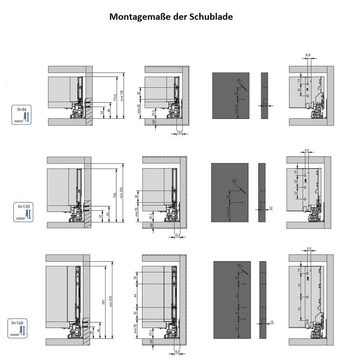 MS Beschläge Auszug Schubladensystem Weiß Dämpfung Glas Seitenwände