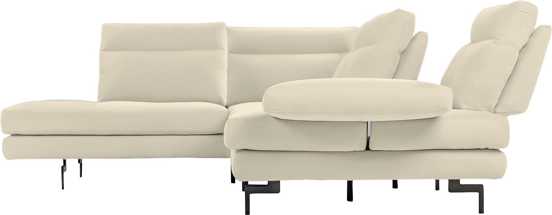 CALIA ITALIA Ecksofa Toby Wing, B/T: 288/232 cm, Designsofa mit sensationellem Sitzkomfort, L-Form, Sitztiefenverstellung, funktionale Ecke, Füße in schwarz matt