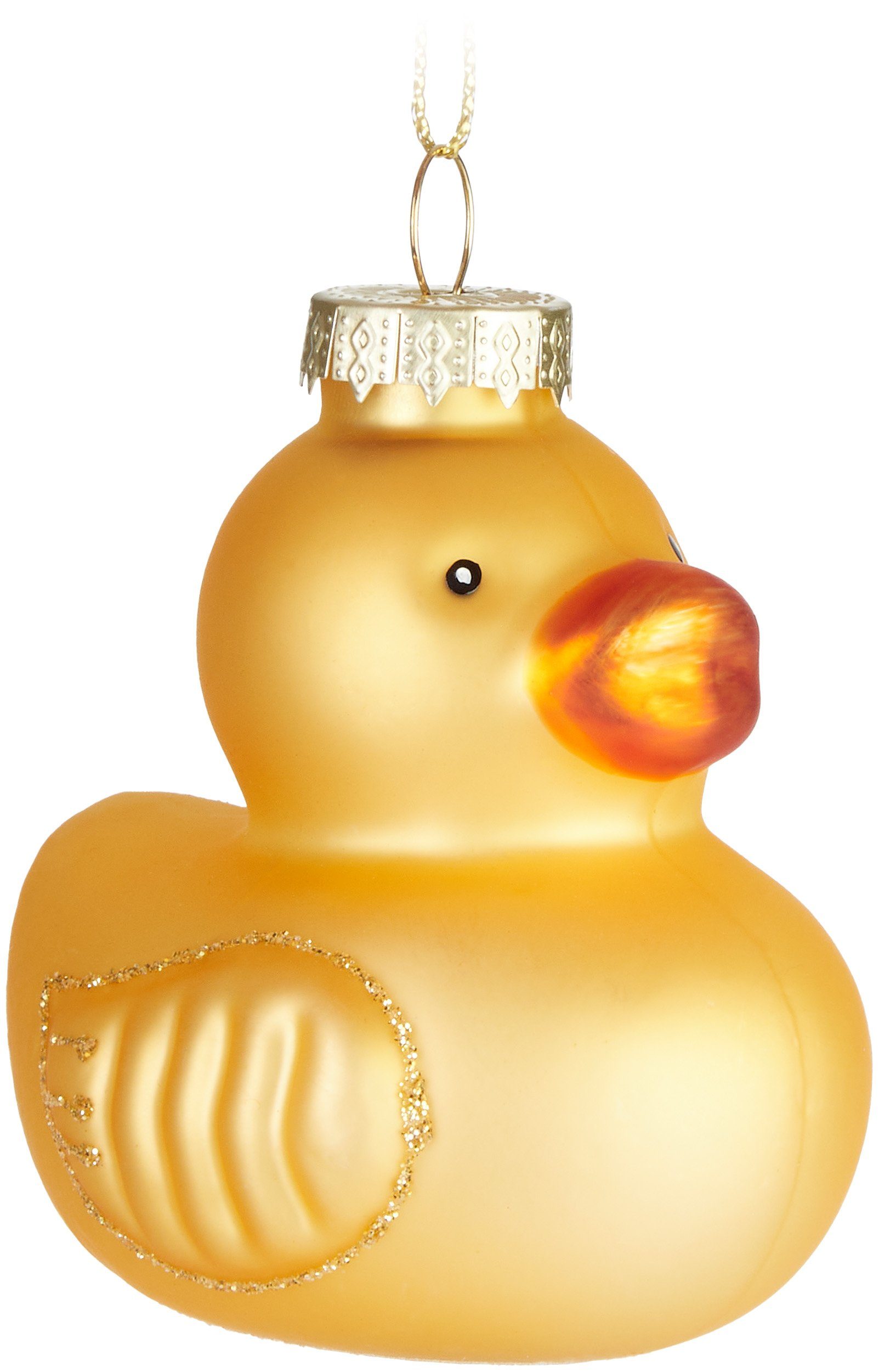 BRUBAKER Christbaumschmuck Quietscheente Gelb Weihnachtskugel aus Glas - Christbaumschmuck Lustig (1-tlg), Figur Weihnachtsdeko Anhänger - Deko Baumkugel