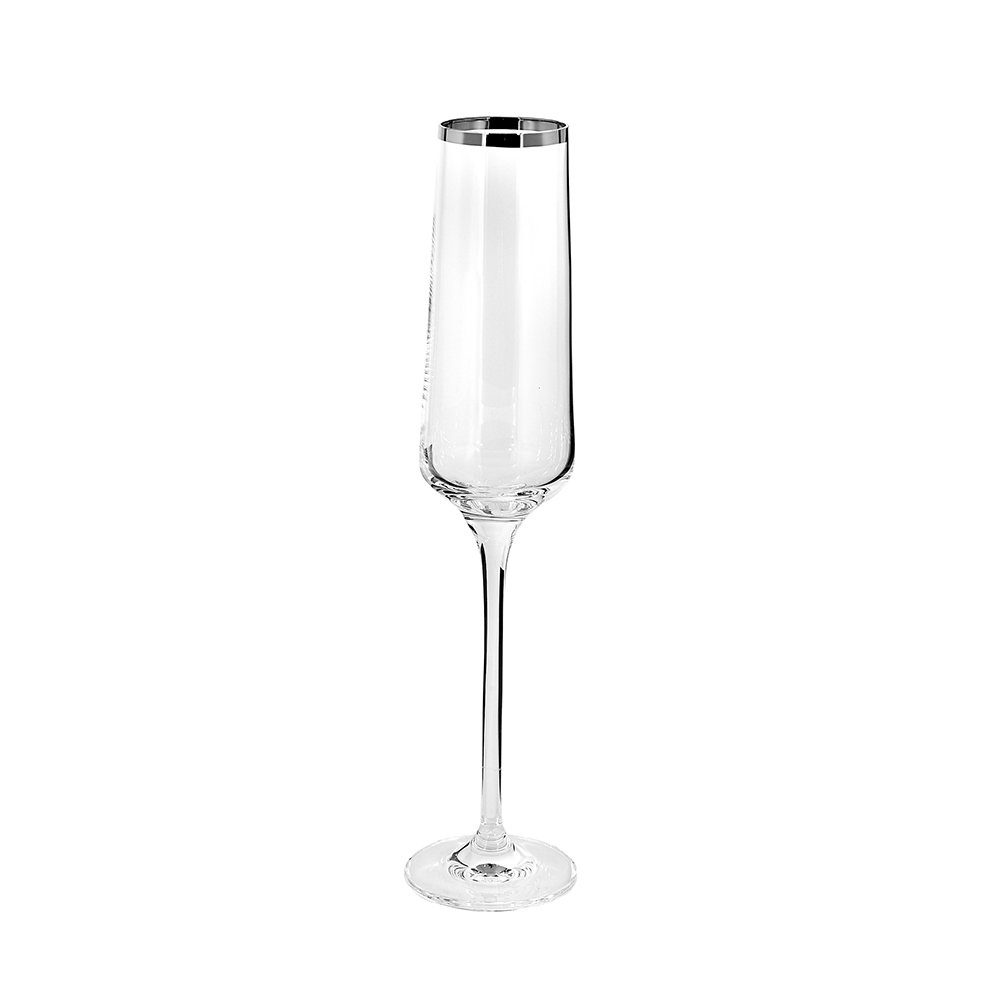 Fink Glas FINK Sektglas Platinum - silber-transparent - H. 26cm x D. 6cm, Glas, Platinumauflage