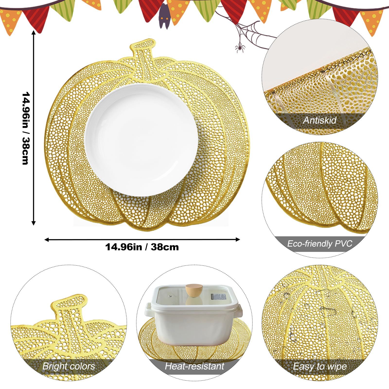 CLTYQ Platzset 6-teiliges Kürbis-Tischset, Tischsets mit günstig online kaufen