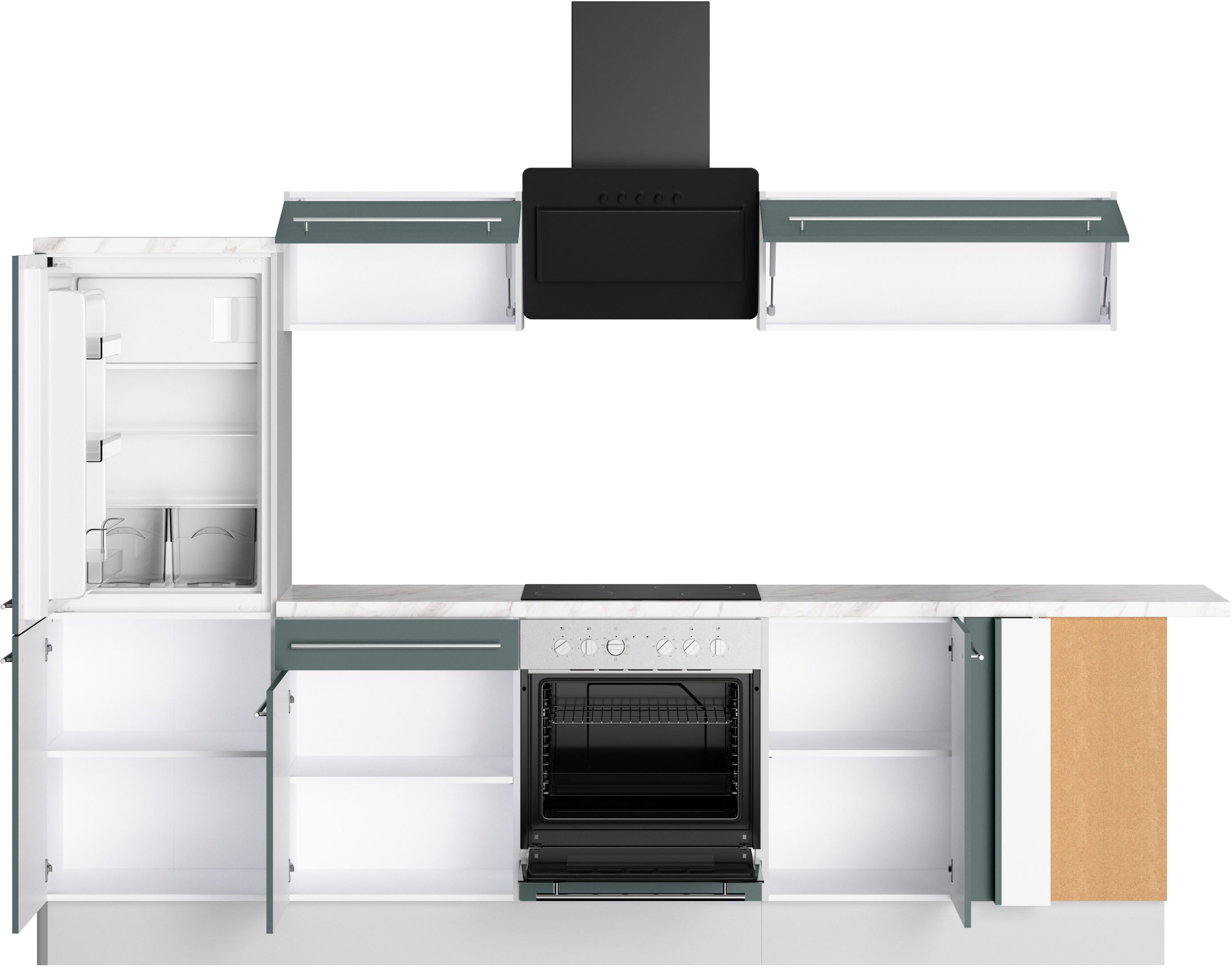 KOCHSTATION Küche KS-Bern2, Stellmaße 295 x 175 cm, wahlweise mit E-Geräten