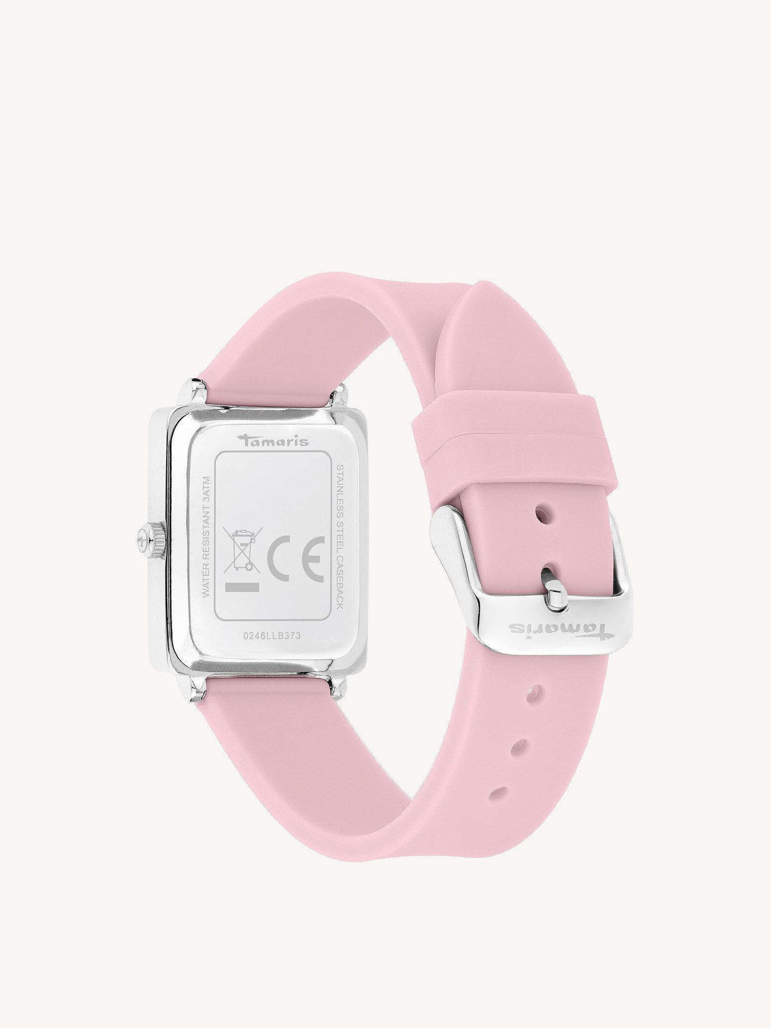 Tamaris Quarzuhr Signature Square Silicon TT-0246-PQ, Armbanduhr, Damenuhr, Silikonarmband, analog