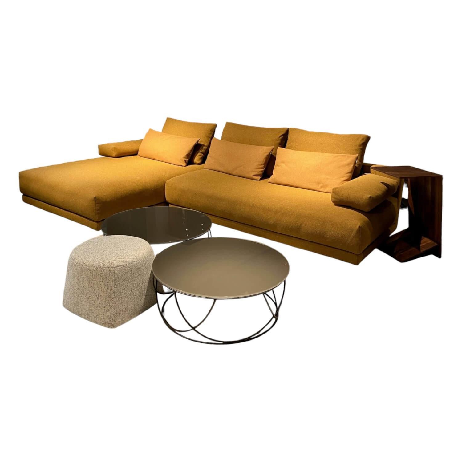 freistil ROLF BENZ Ecksofa Ecksofa 142 Stoff 1 Medium Braun Beige mit 8 Kissen