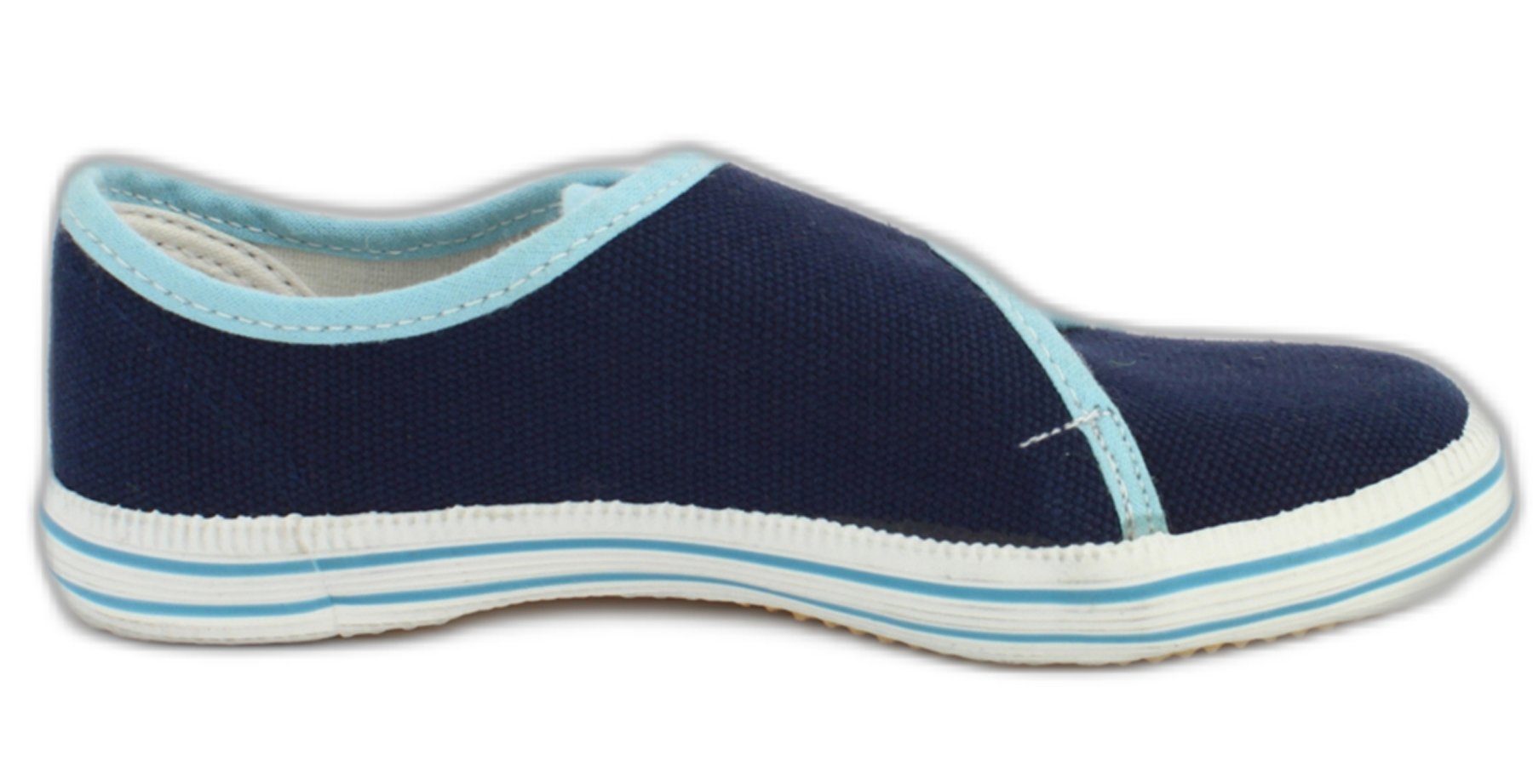 Blau geeignet, drinnen Baumwolle Mädchen für Jungs) Leinenschuh Klettverschluss, atmungsaktive (für verstellbarer draußen Leichter Basic und und Hausschuh Beck