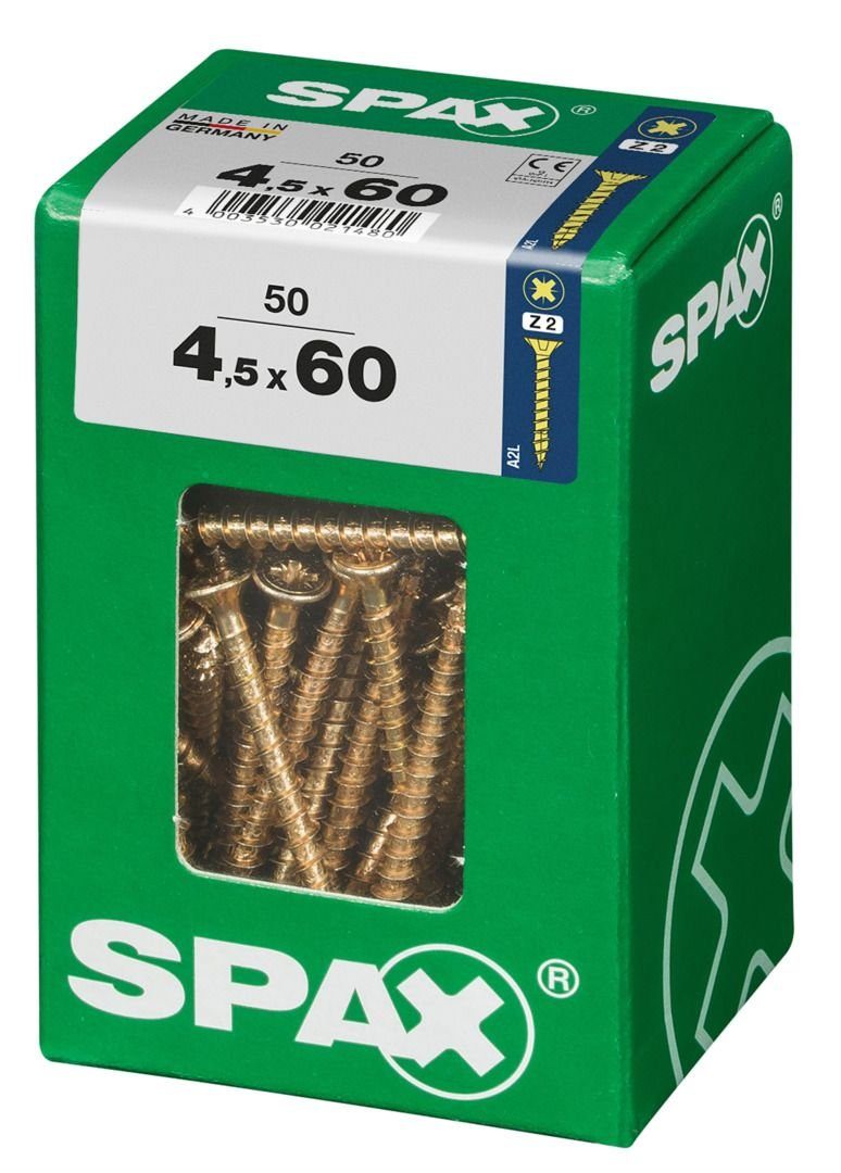 Universalschrauben SPAX 50 mm 2 Holzbauschraube PZ x Stk. - 60 4.5 Spax