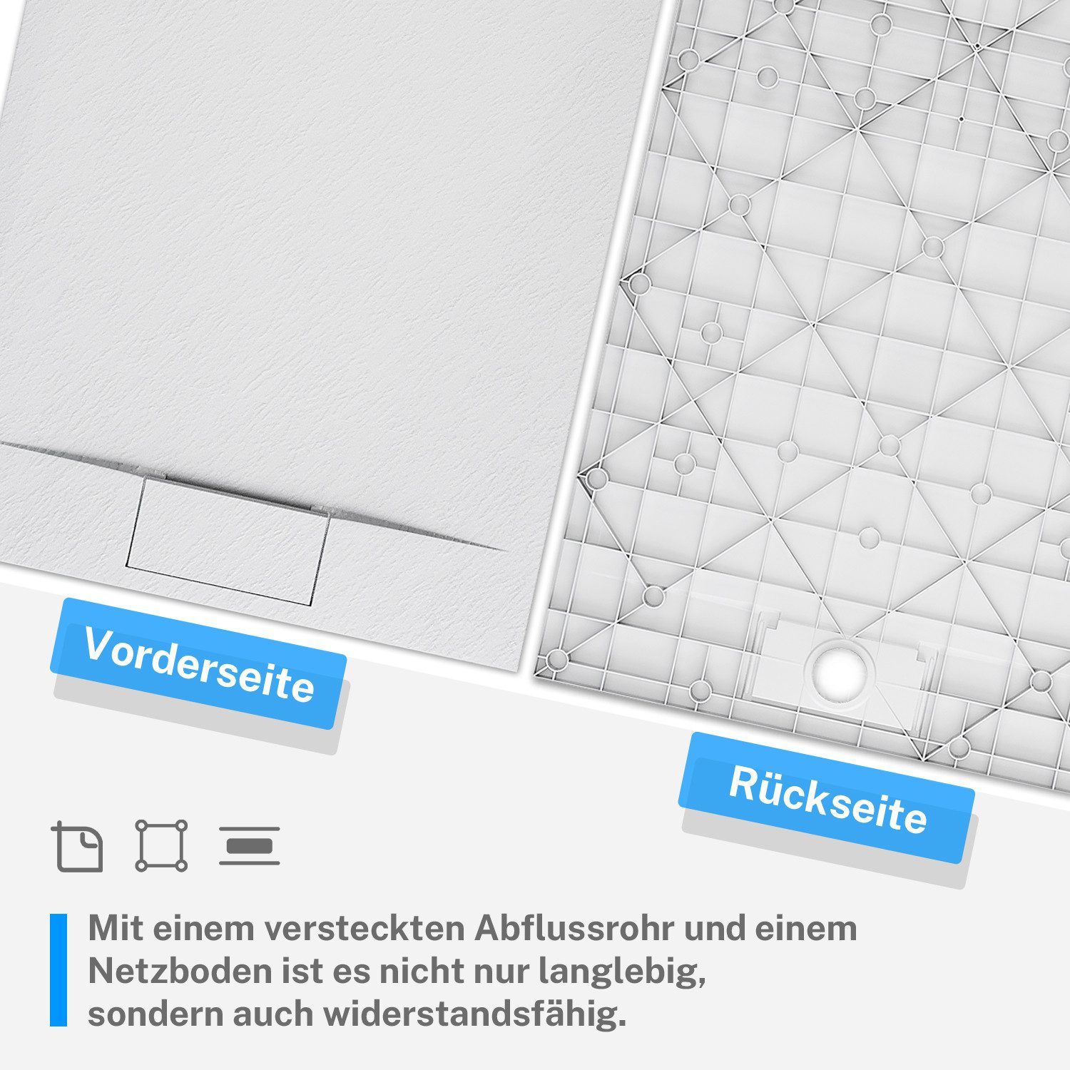SONNI Duschwanne Schieferoptik mit Siphon,Weiß/Schwarz/Grau, SMC,Duschtasse günstig online kaufen