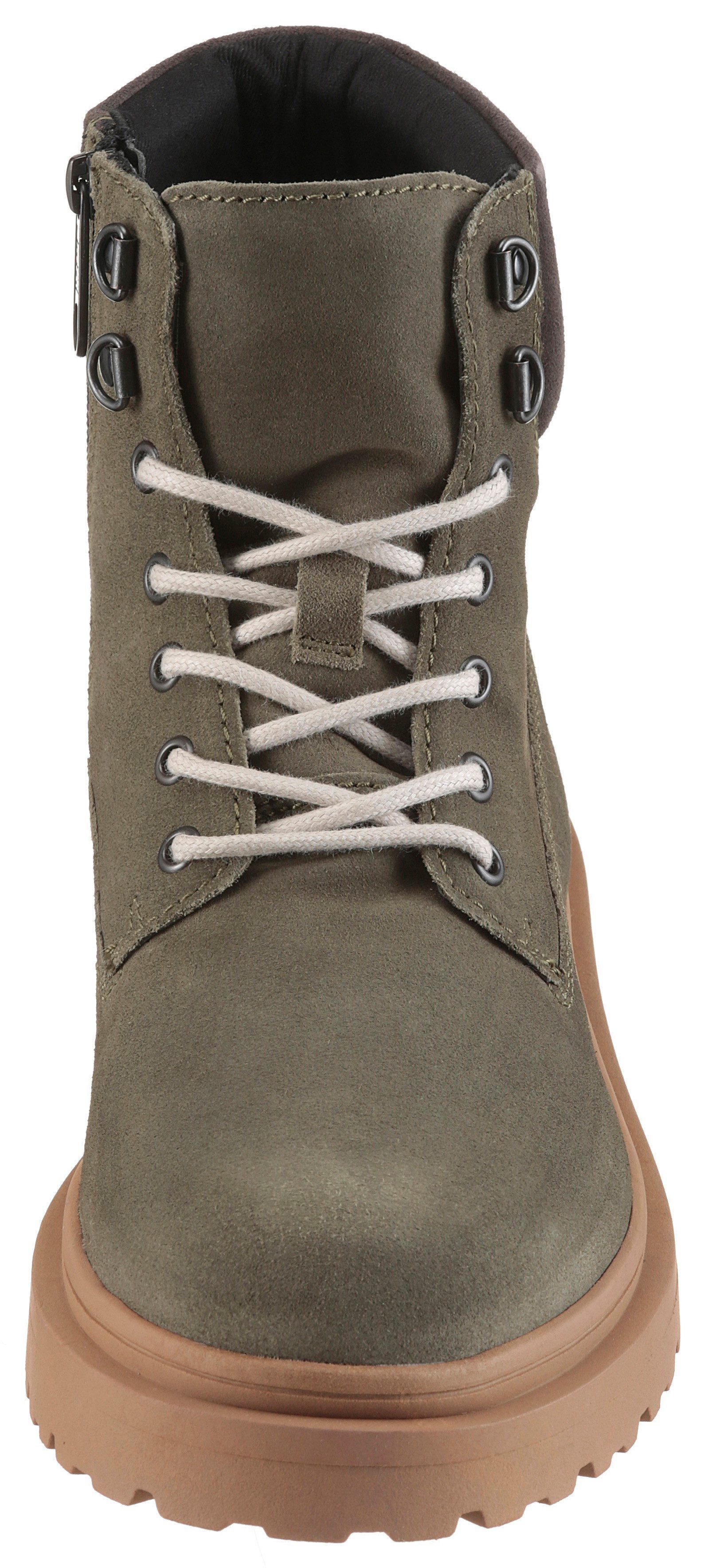 Tommy Jeans TJM LACE UP BOOT SUEDE Schnürboots, Blockabsatz, Outdoorboots, mit Ösen, im Bergsteigerlook – Bild 4 von 5