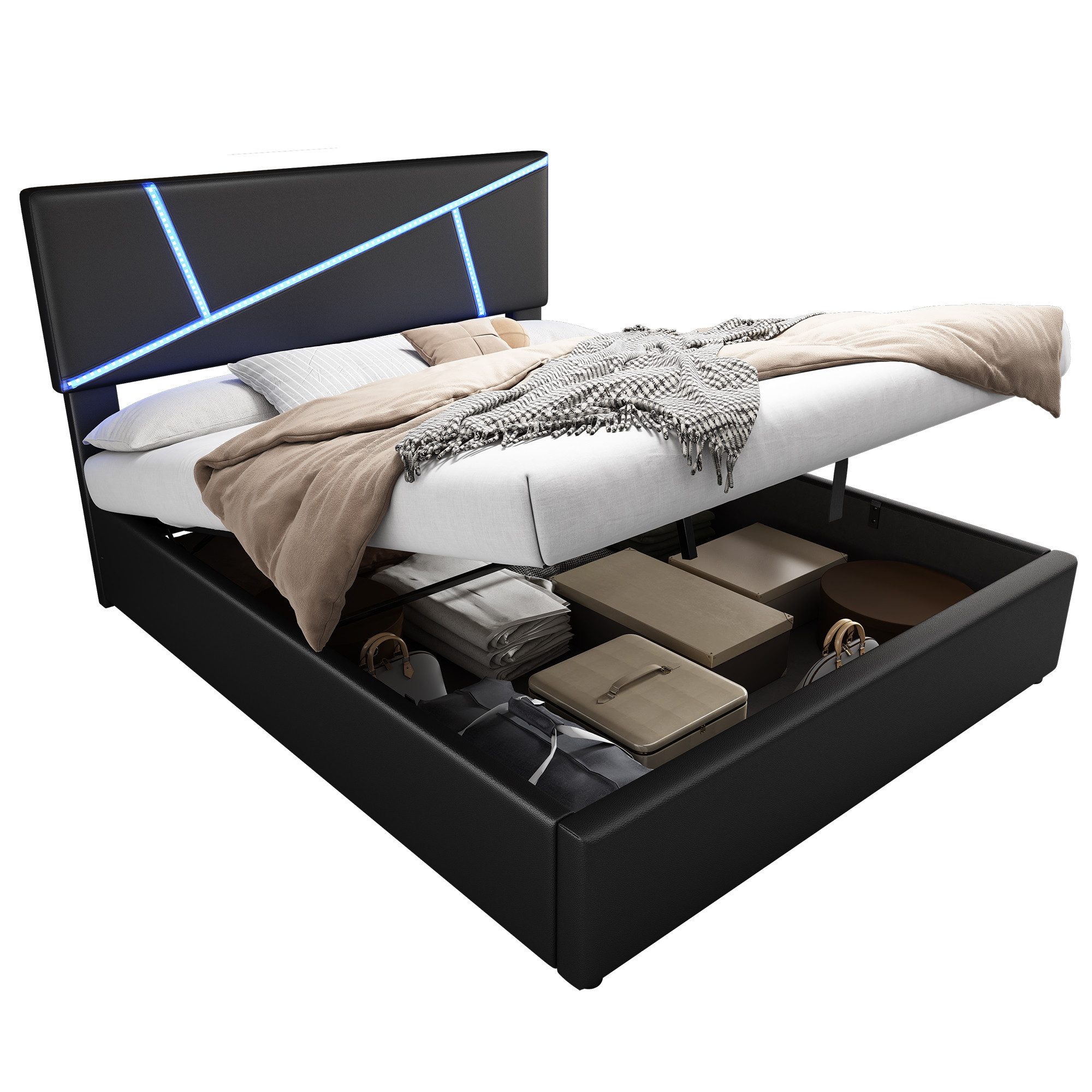 HAUSS SPOLE Polsterbett 90x200cm mit LED-Lichtleisten, günstig online kaufen