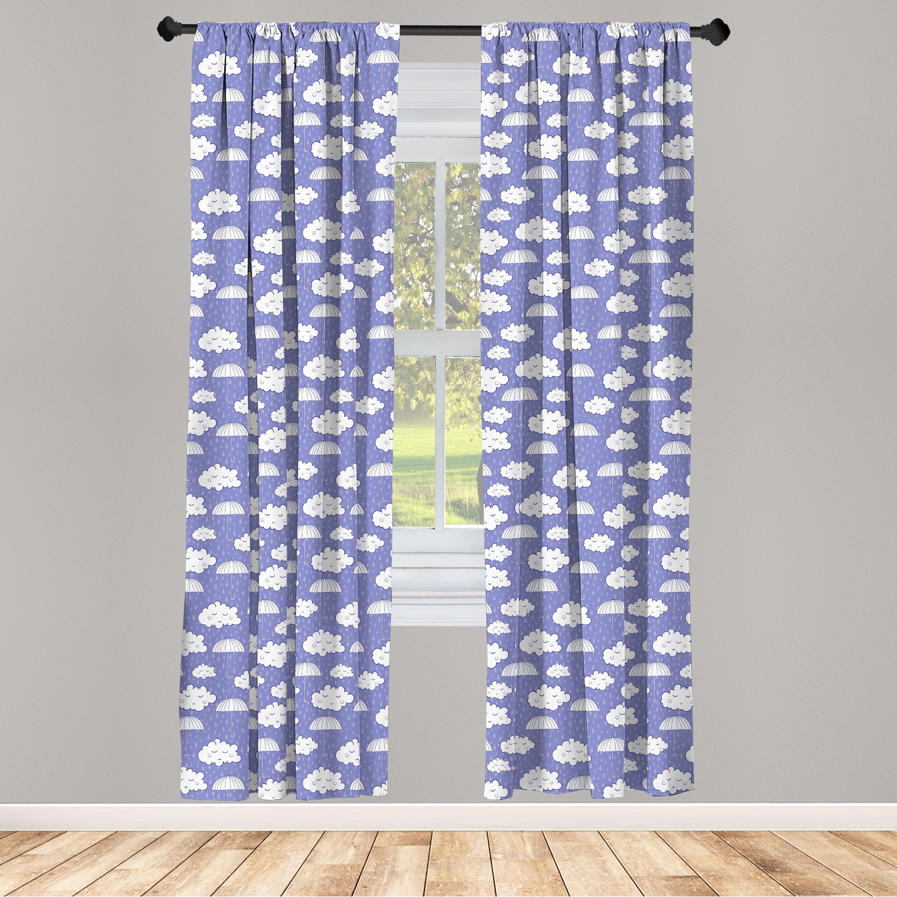 Gardine Vorhang für Wohnzimmer Schlafzimmer Dekor, Abakuhaus, Microfaser, Regen Schlafen Wolken Regenschirme
