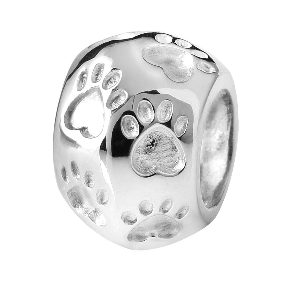 Materia Bead Silberperle Kugel Pfoten Tierpfoten Haustier 93, 925 Sterling Silber, rhodiniert